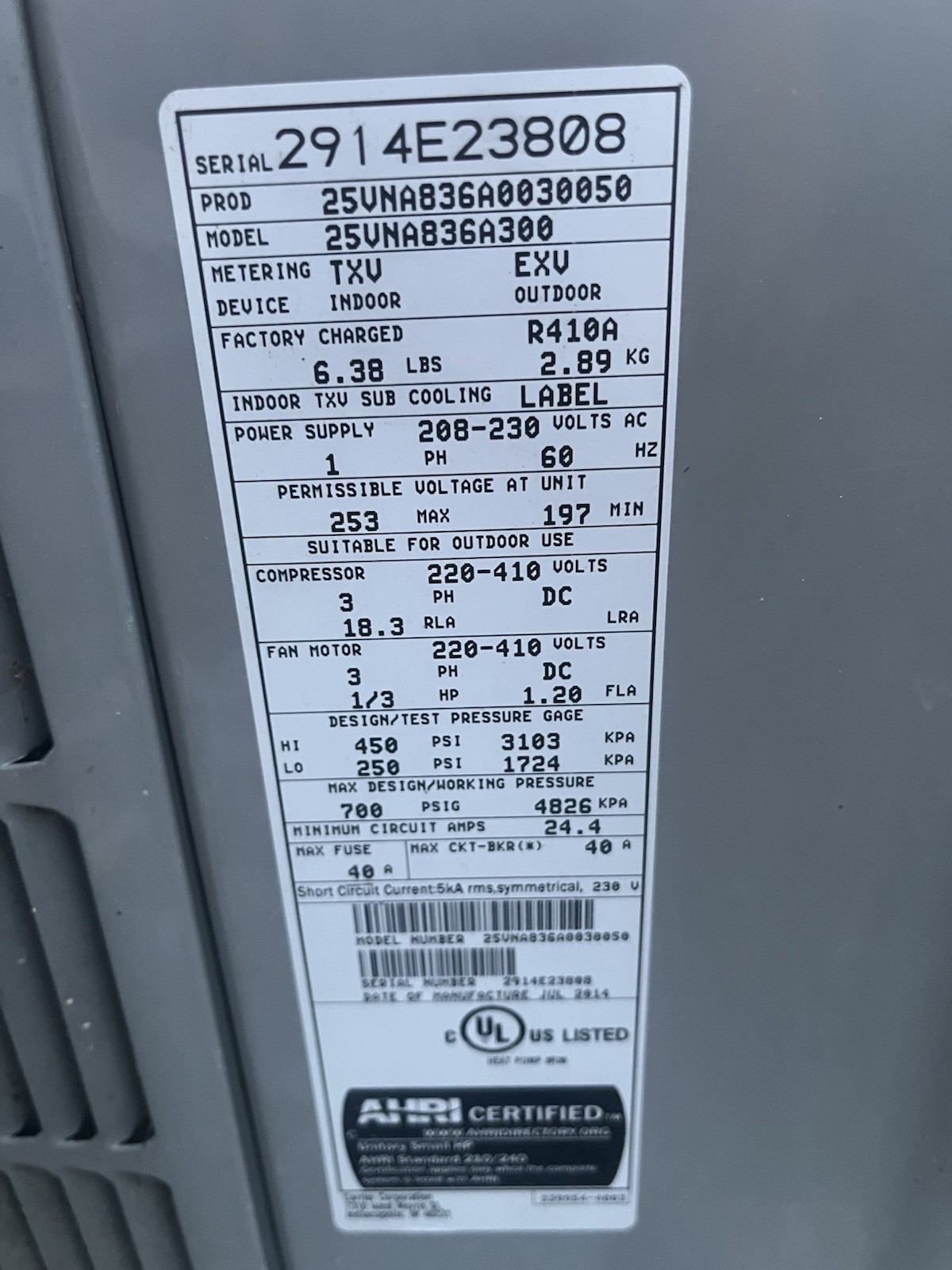 Carrier Infinity 3 Ton Condenser Motor