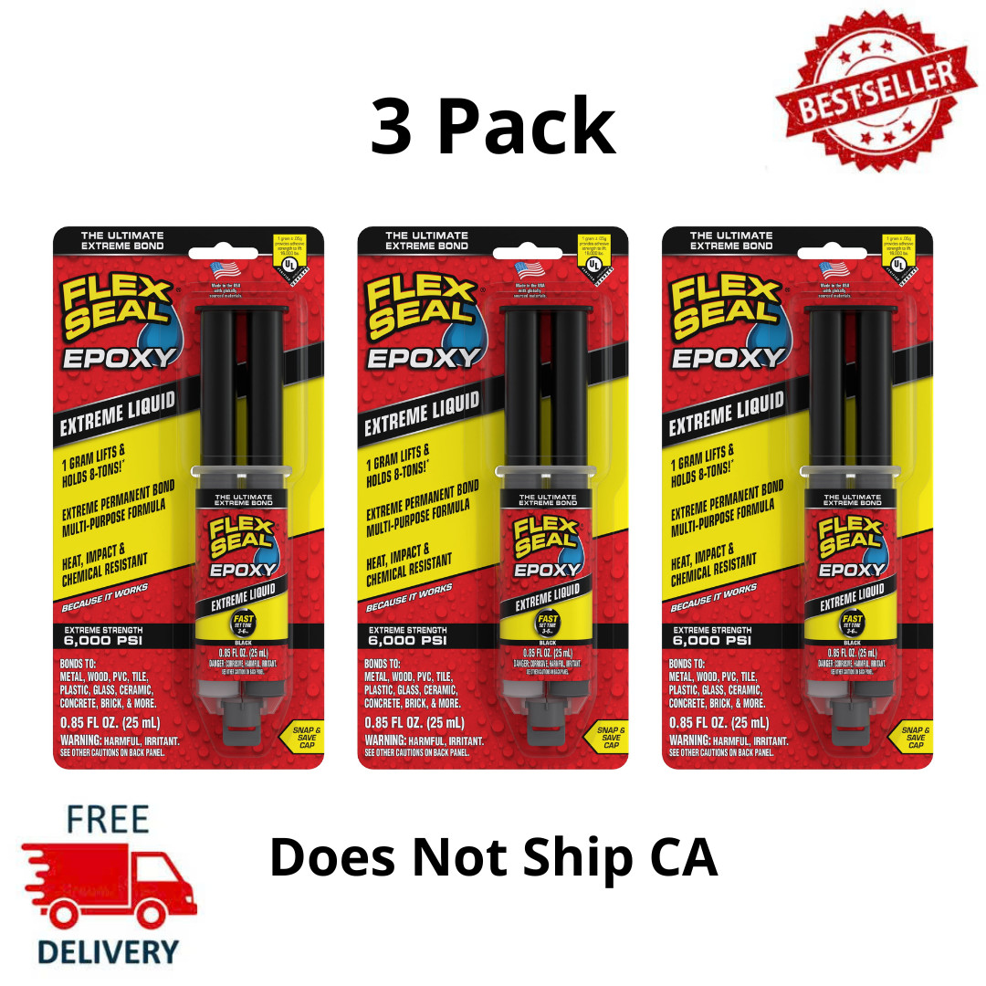 3PK Flex Seal Extreme Liquid Epoxy, Multi-Purpose Weatherproof Adhesive, 0.85oz