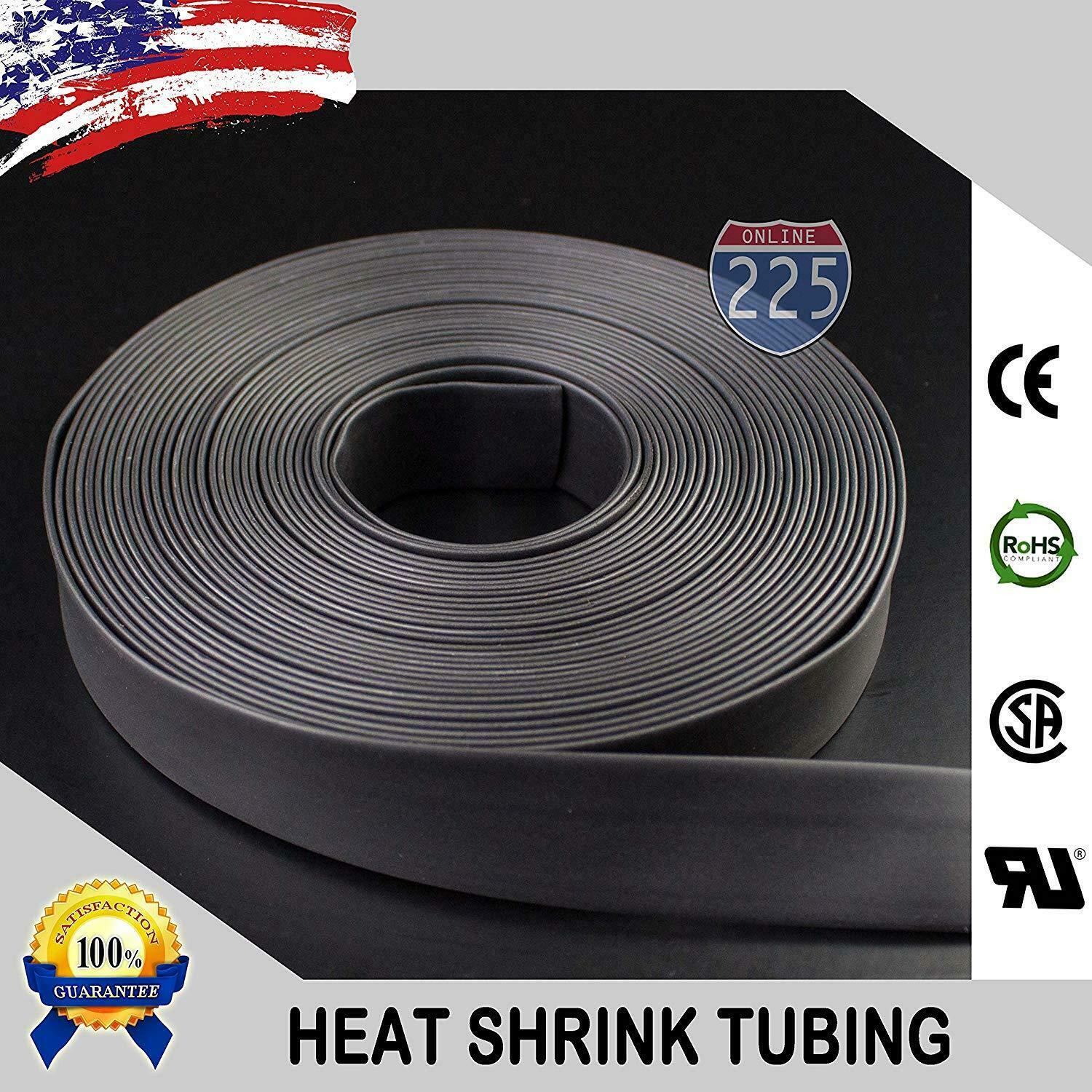 50 FT Feet Black 1 1/4″ 32mm Polyolefin 2:1 Heat Shrink Tubing Tube Cable US UL