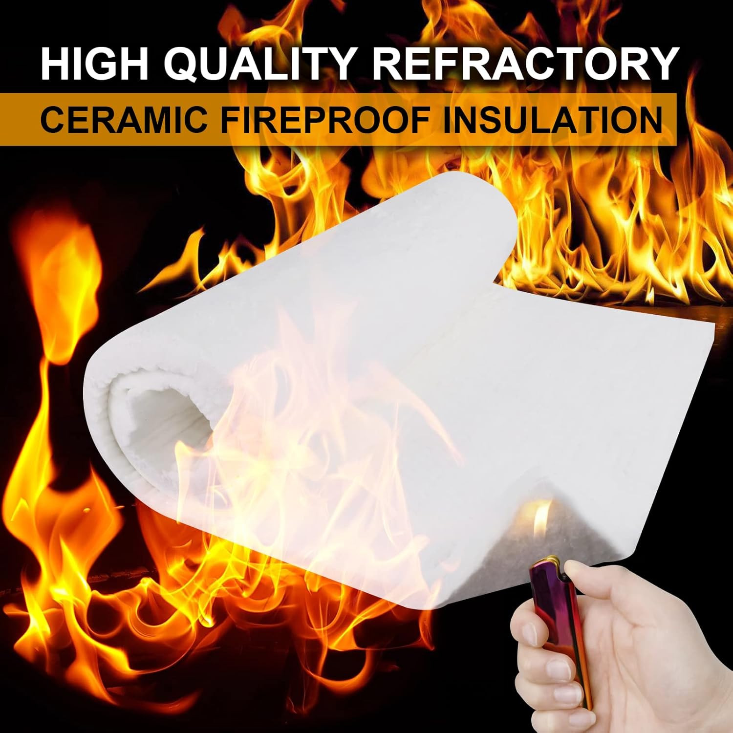 Ceramic Fiber Insulation 1″ Thick, 2600F Fiber Blanket for Wood Stove Forgeetc