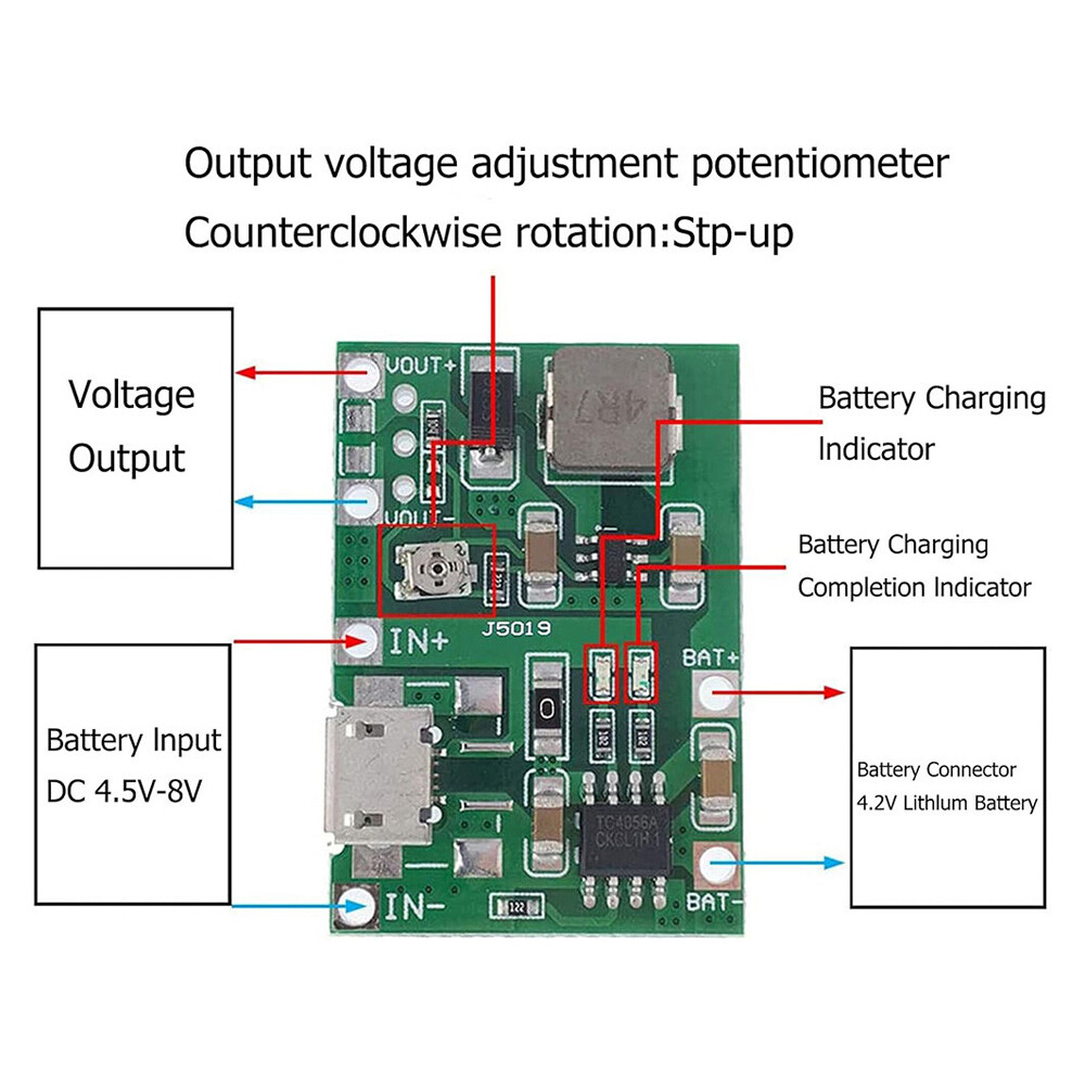 10PK Micro USB 3.7V 18650 Lithium Li-ion Battery Charger Module Boost Step up 5V
