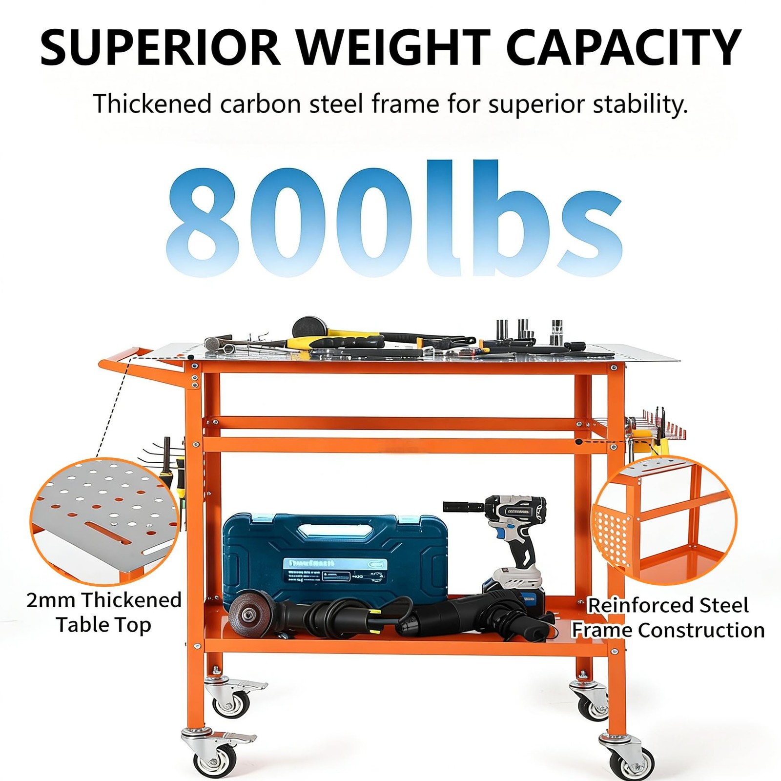Welding Table 36″x24″ 800LBS Welding Table Workbench with Fixture Holes & Hooks