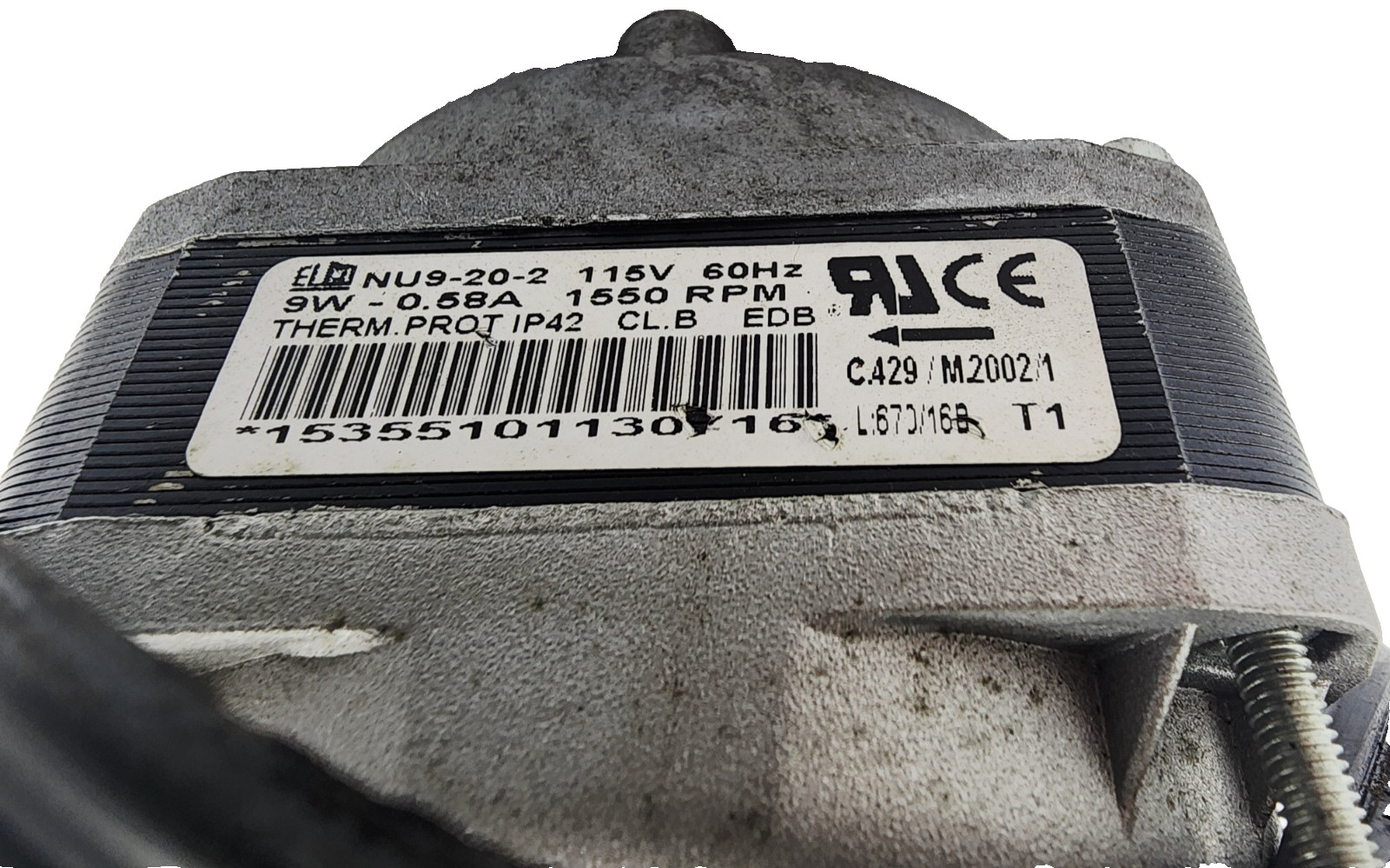 Elco Nu9-20-2 Condenser Evaporator Fan Motor 9 Watt 115 Volt 1550 RPM