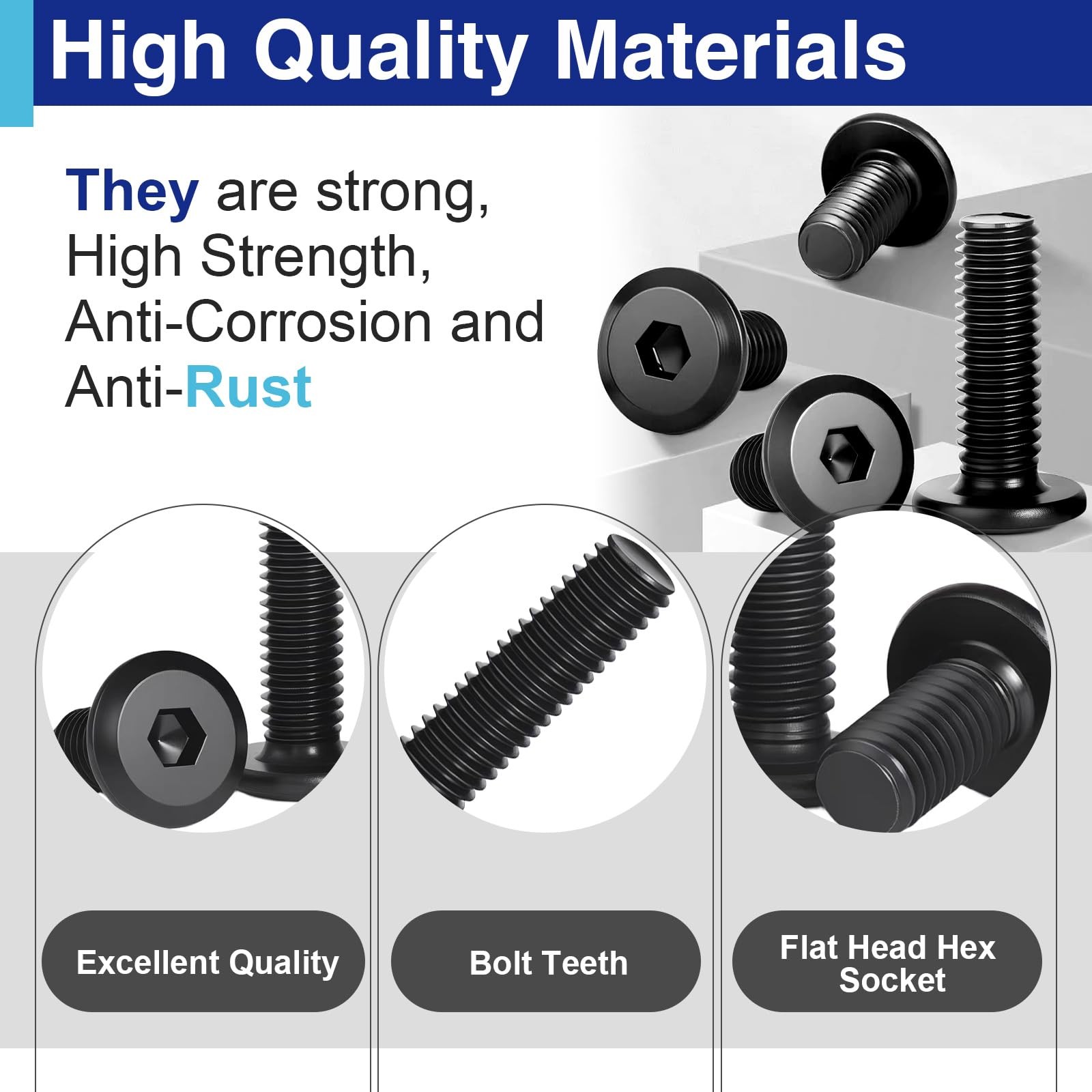 30 Pcs 1/4″-20 x 3/4″ Flat Head Socket Cap Screws Bolts, 304 Stainless Steel,