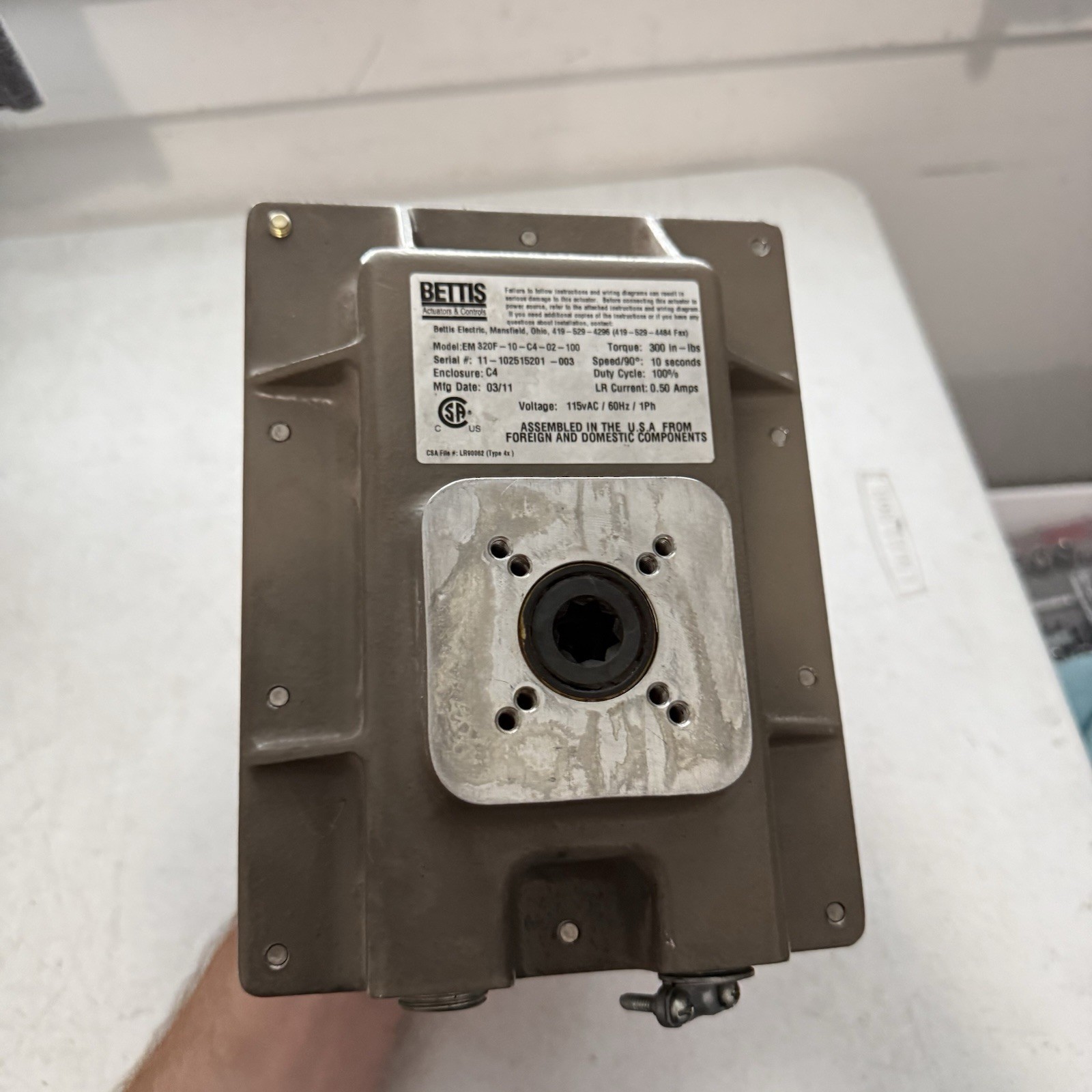 BETTIS EM 320F-10-C4-100 300 IN-LBS 90° 10 SEC 115v 1PH VALVE ACTUATOR