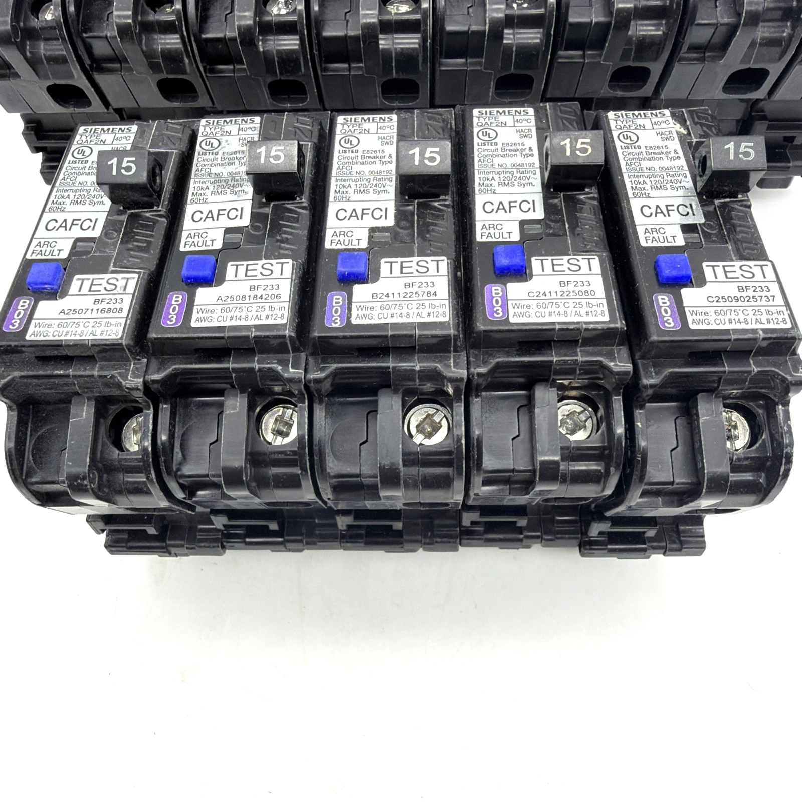 SIEMENS QA115AFCN 15A AFCI PLUG-ON NEUTRAL NO PIGTAIL BREAKER 10KA NEW LOT OF 13