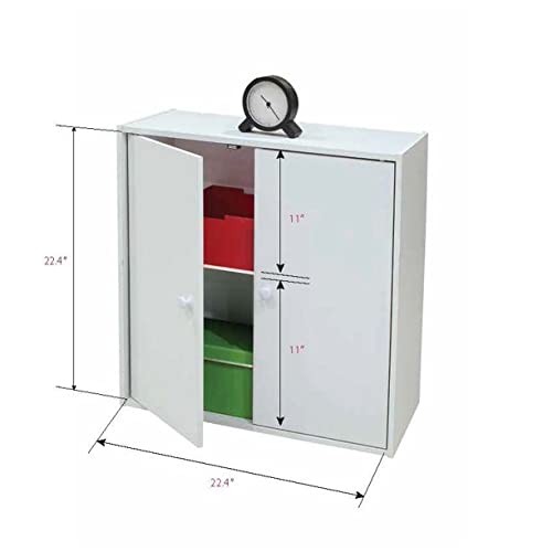 Kb Designs Kb – 2 Tier Storage Organizer Bookcase Cabinet Doors White