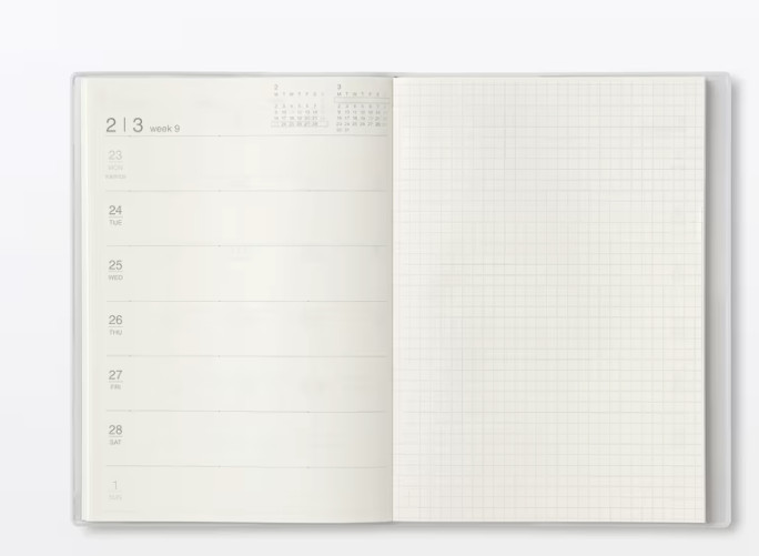 NEW Muji 2026 Monthly Weekly Planner White-Gray 2026.03-2027. 04