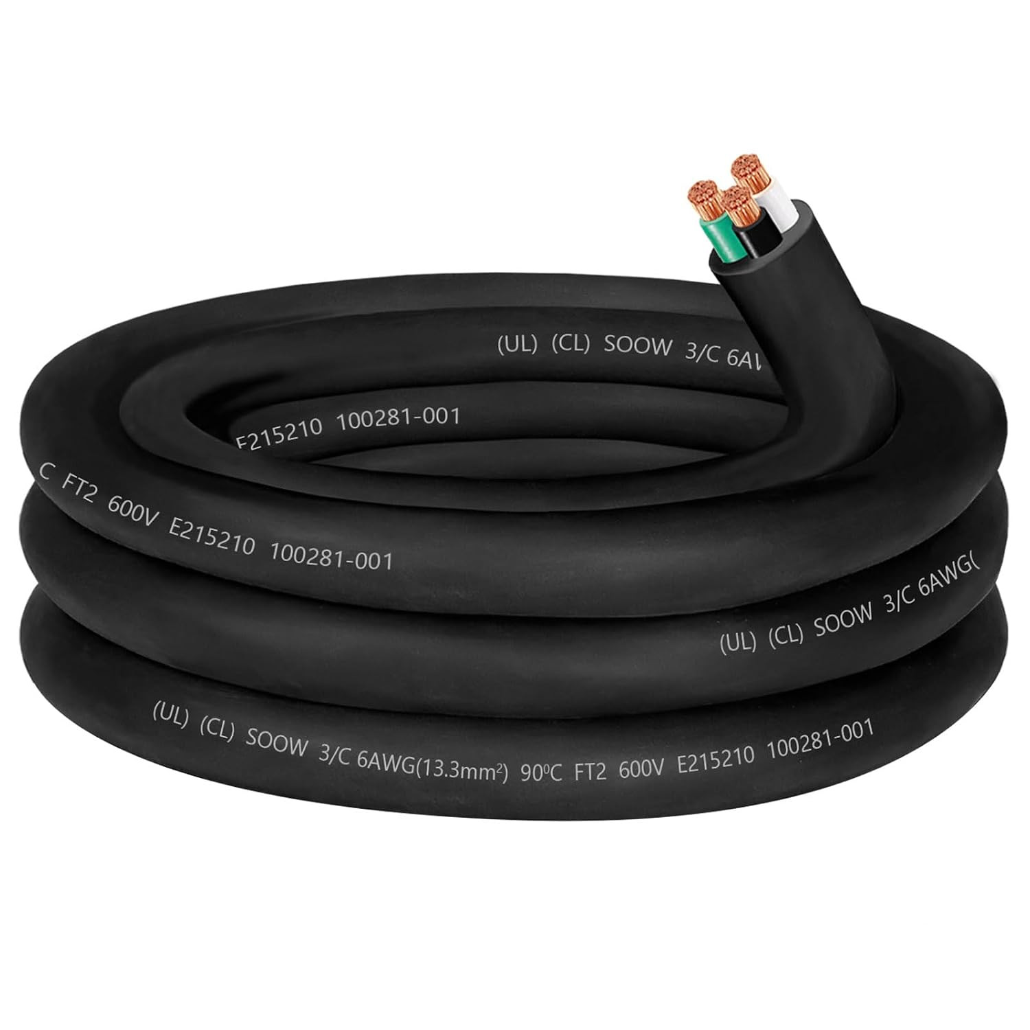 25Ft 10/3 10 Gauge SOOW Wire 10 AWG 600V SOOW Bulk Cable Electrical 3 Conductor