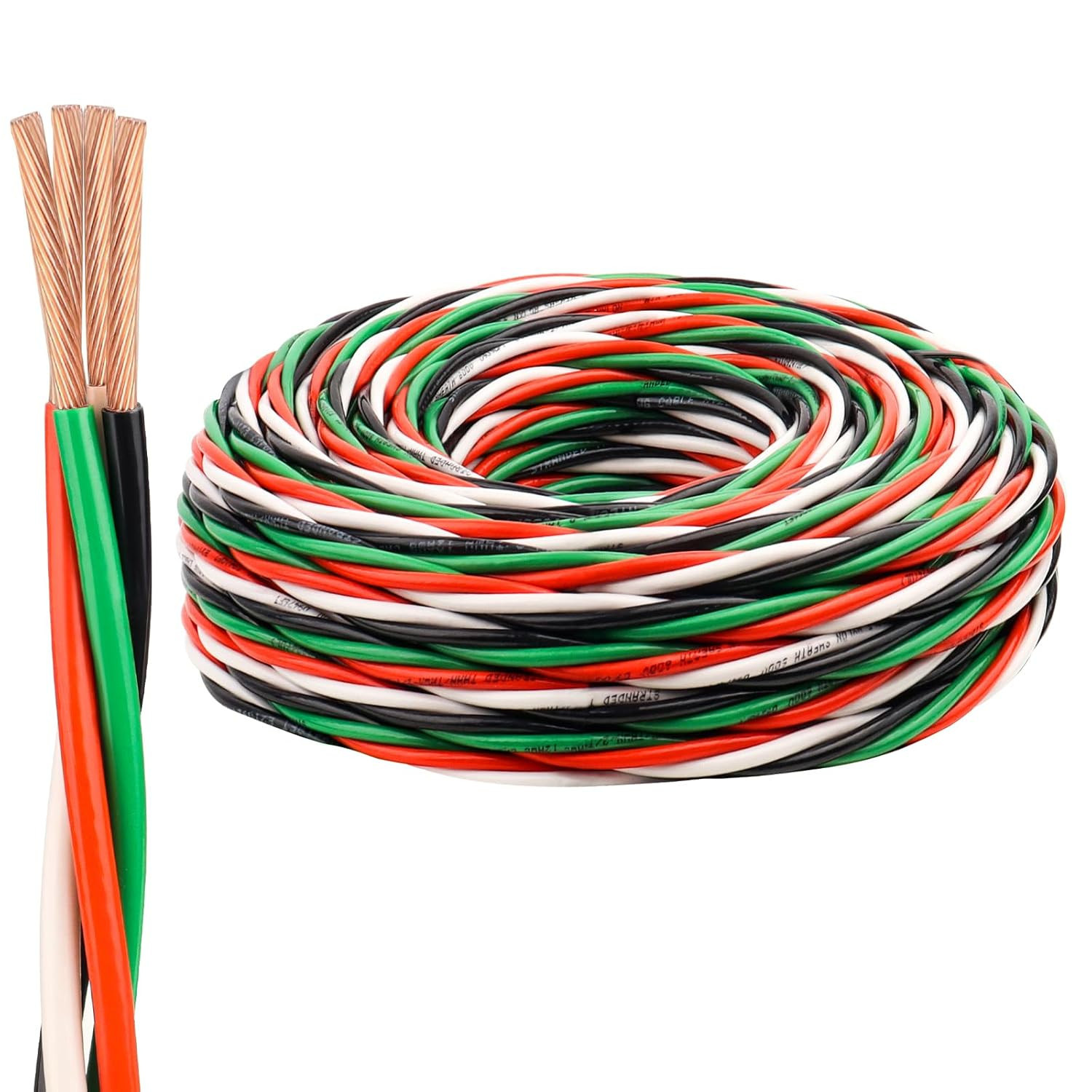 12 AWG THHN Wire 50FT 3-Color Set (Black/White/Green) – Stranded Copper, Pre-Twi
