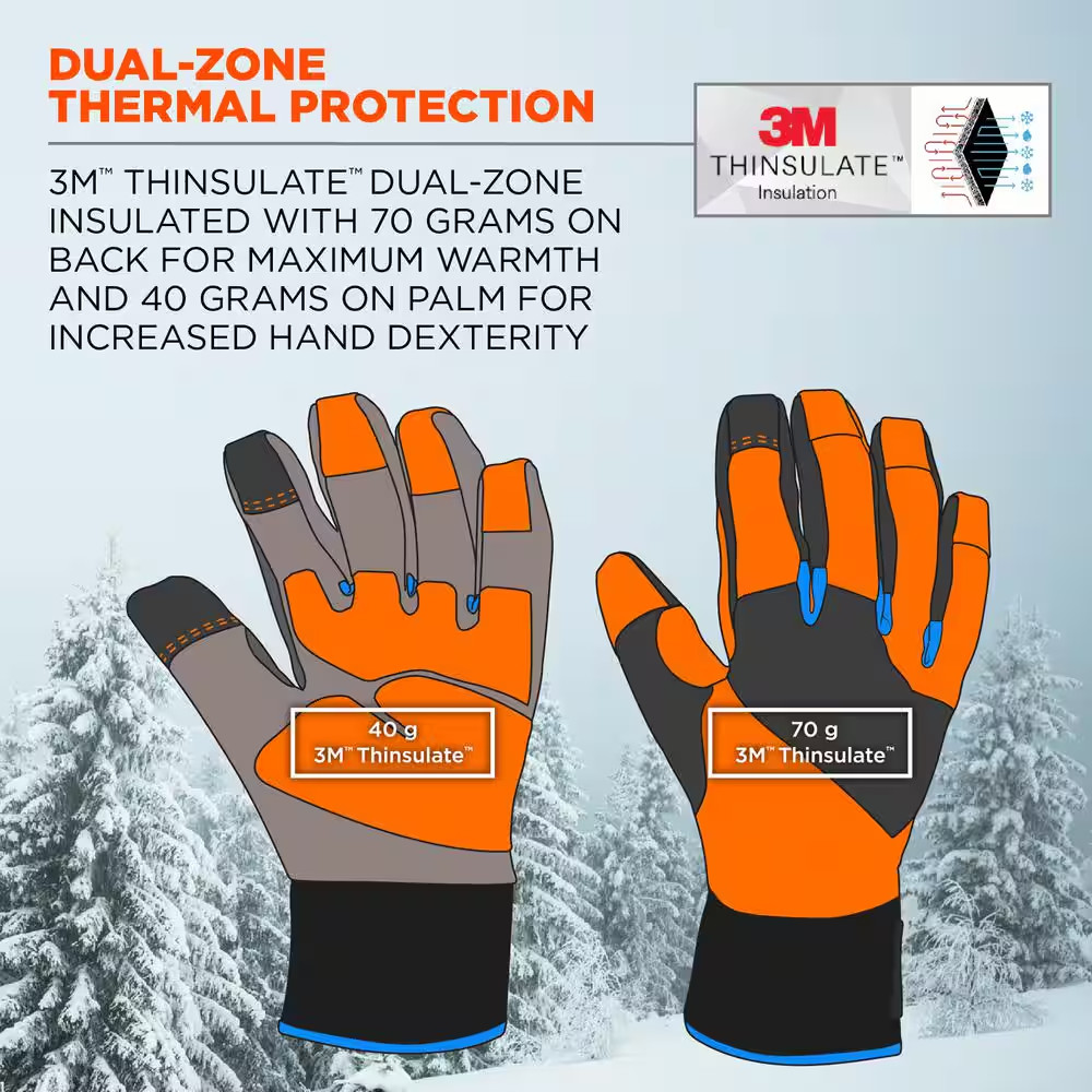 Proflex 818WP Xx-Large Orange Performance Thermal Waterproof Utility Gloves
