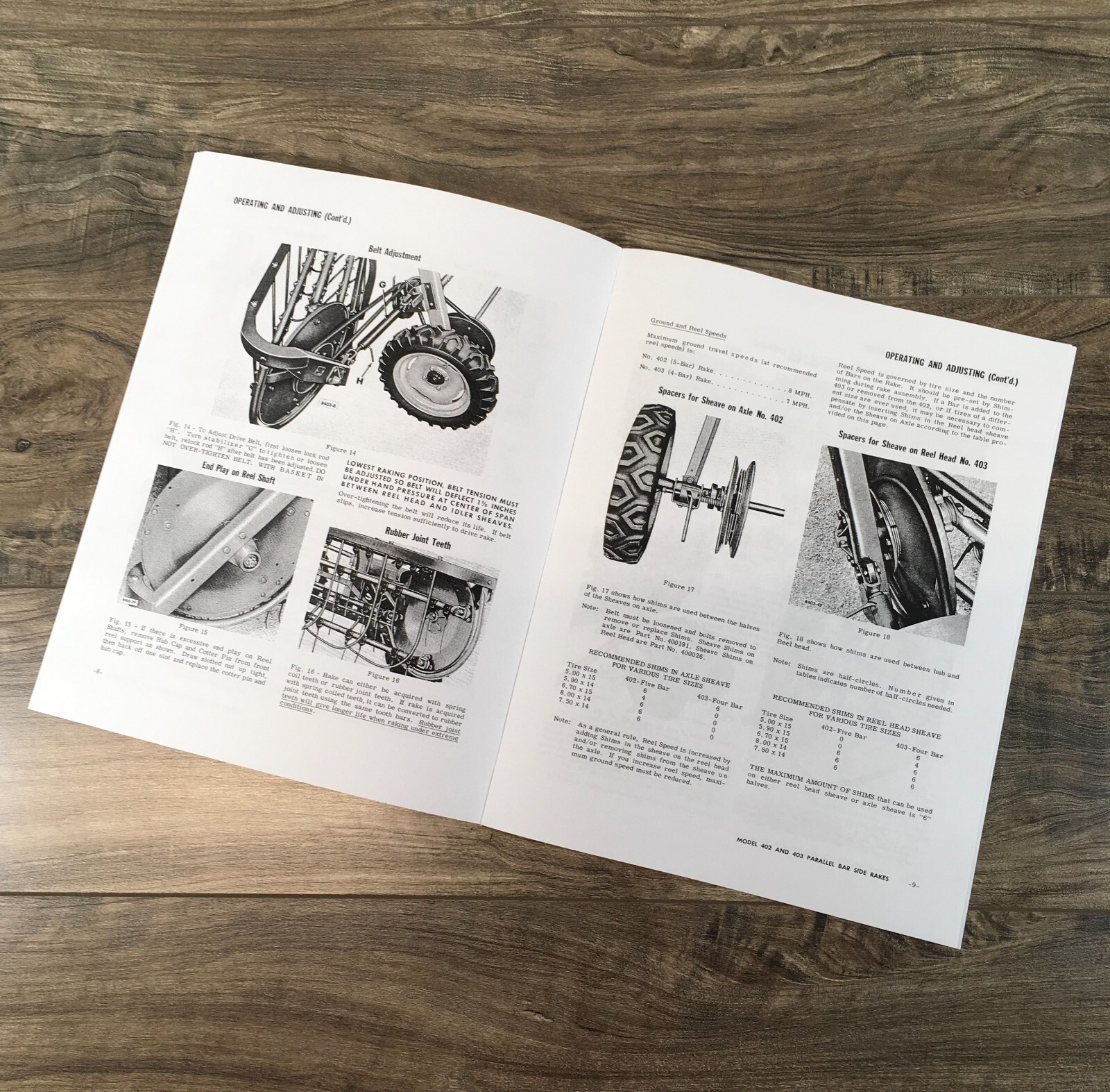 New Idea 402 5 Bar 403 4 Bar Parallel Side Rake Operators Owners Manual