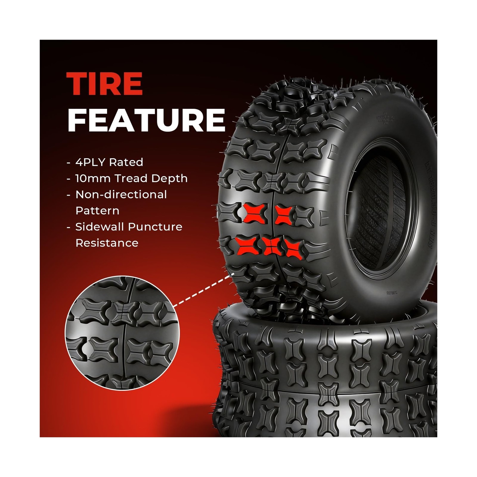 Set of 2 18×9.5-8 ATV UTV Tires, 18×9.5×8 All-Terrain Tires | 4-Ply Rated, He…