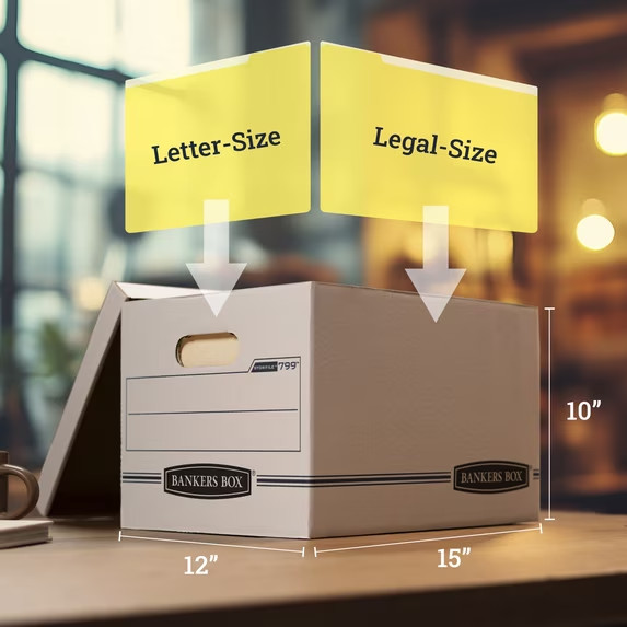 Bankers Box Basic Duty Letter/Legal File Storage Box with Lids, 10 Pack, White