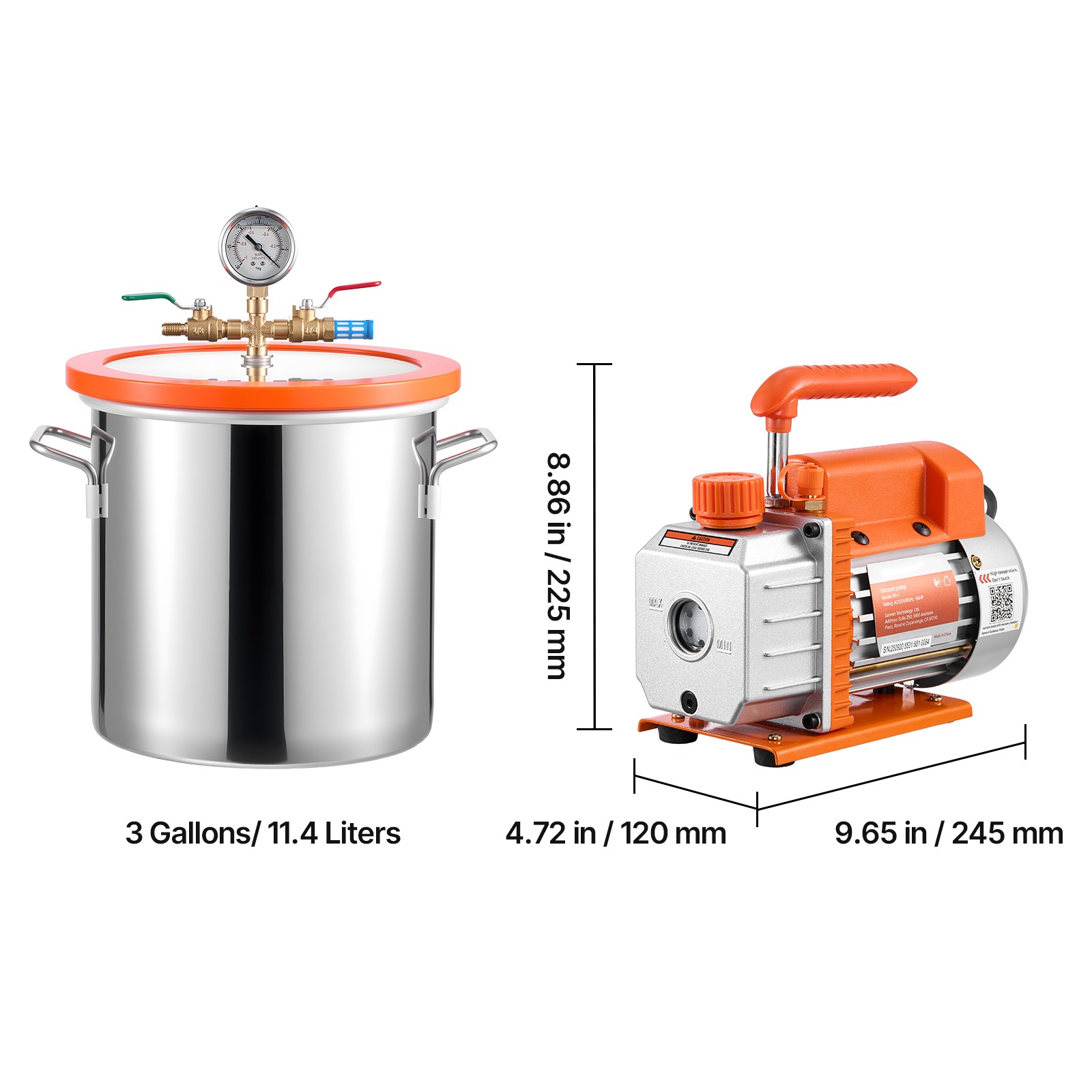 Uimoso 3 Gallon Vacuum Chamber with 3.5 CFM Single Stage Pump for Degassing