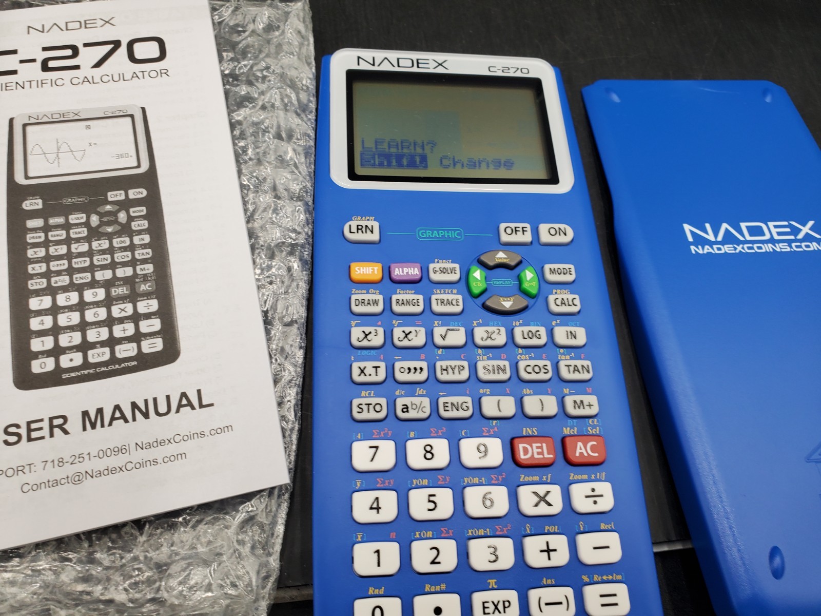Nadex Dark Blue Scientific Calculator Model C-270 New Open Box Ships Free