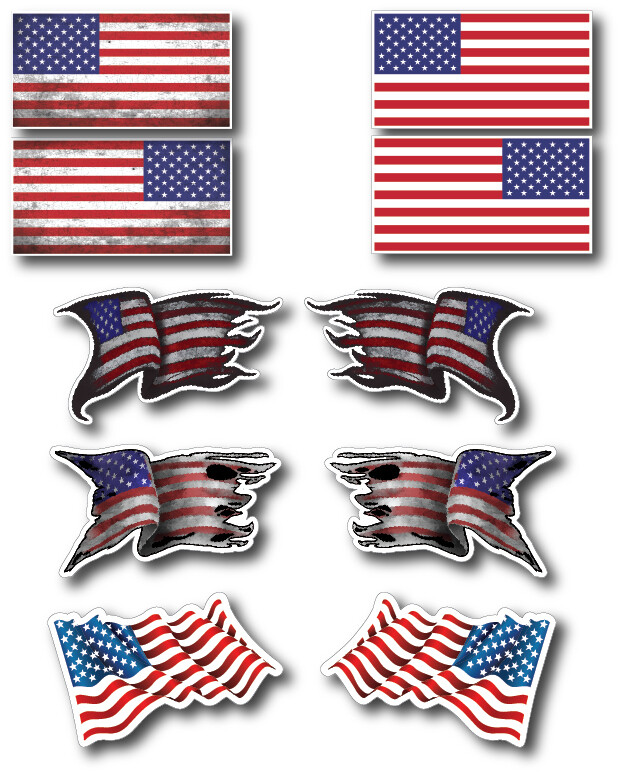 10 Pack Hard Hat American USA Flag Decal Sticker Construction Union Small Car