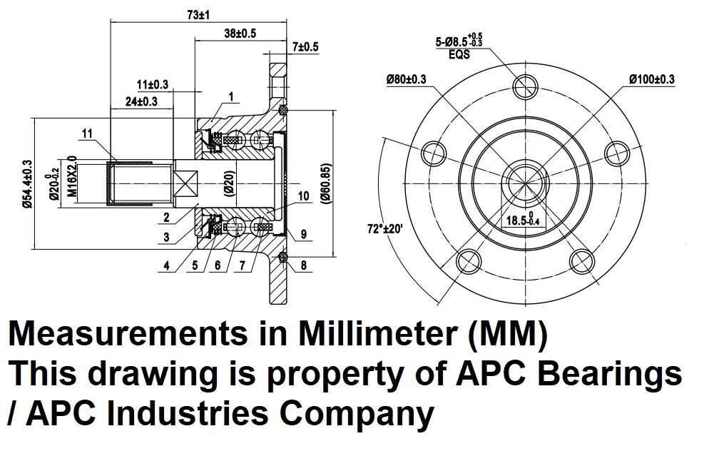 AGH-20MM-X AG Hub Assembly for Tillage Discs OE Quality Replaces PEER HUB-20MM-X