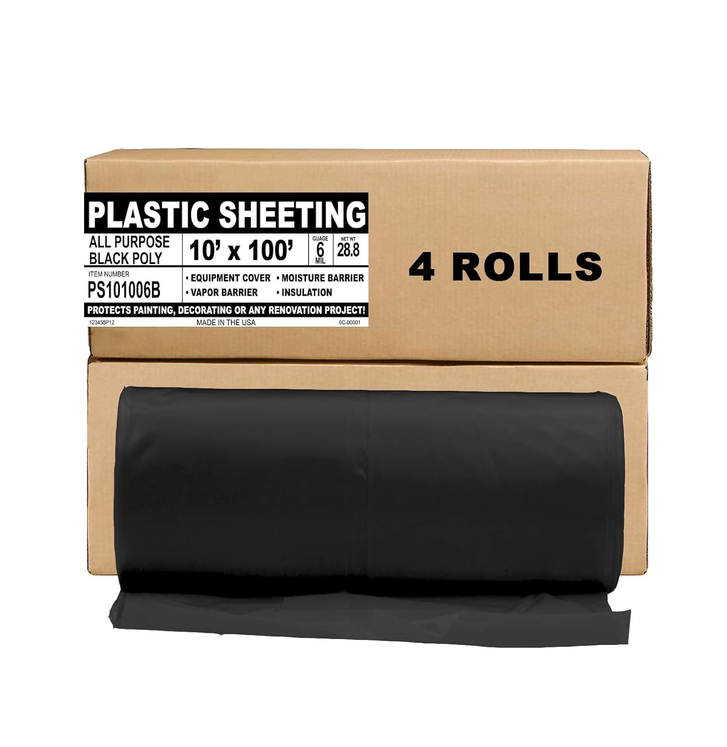 Plastic Sheeting – 10′ X 100′, 6 MIL Heavy Duty Gauge – Clear Vapor and Moisture