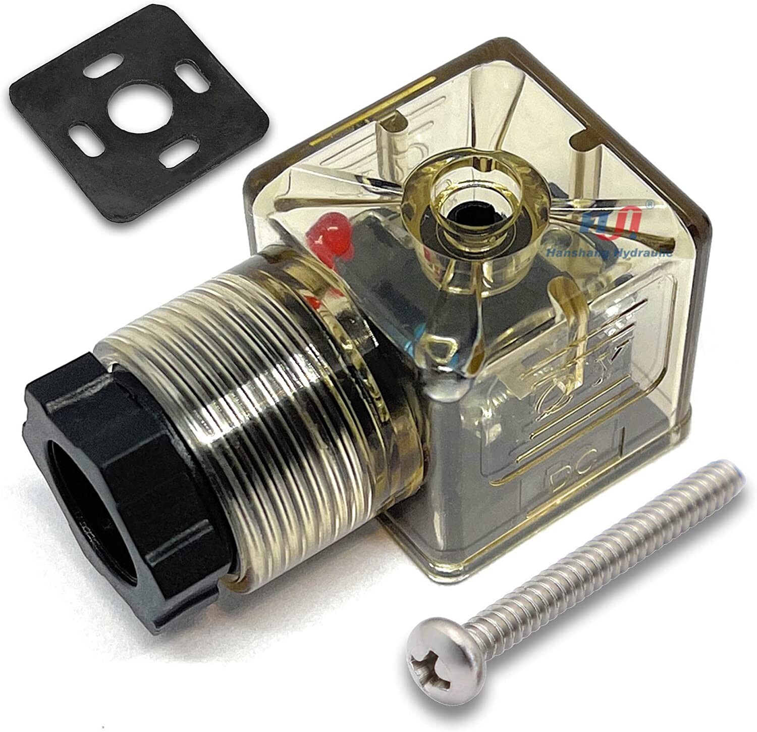 DIN 43650 Type A 3 Prong Solenoid Connector Plug w/ LED Light Compatible 12V 24V
