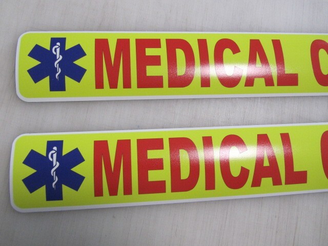 Yellow Red & Blue MEDICAL COURIER Magnetic Signs 3″x24″ 1 Pair 4 Car Truck SUV