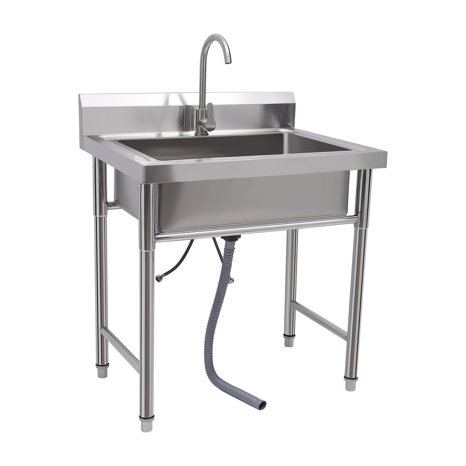 Commercial Stainless Steel 1-Compartment Kitchen Utility Sink With Faucet