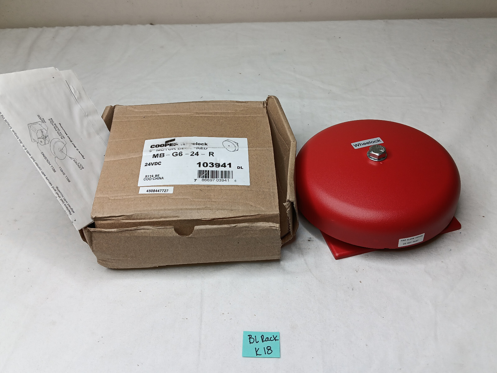 WHEELOCK 103941 MB-G6-24-R 6in Motor Bell Red