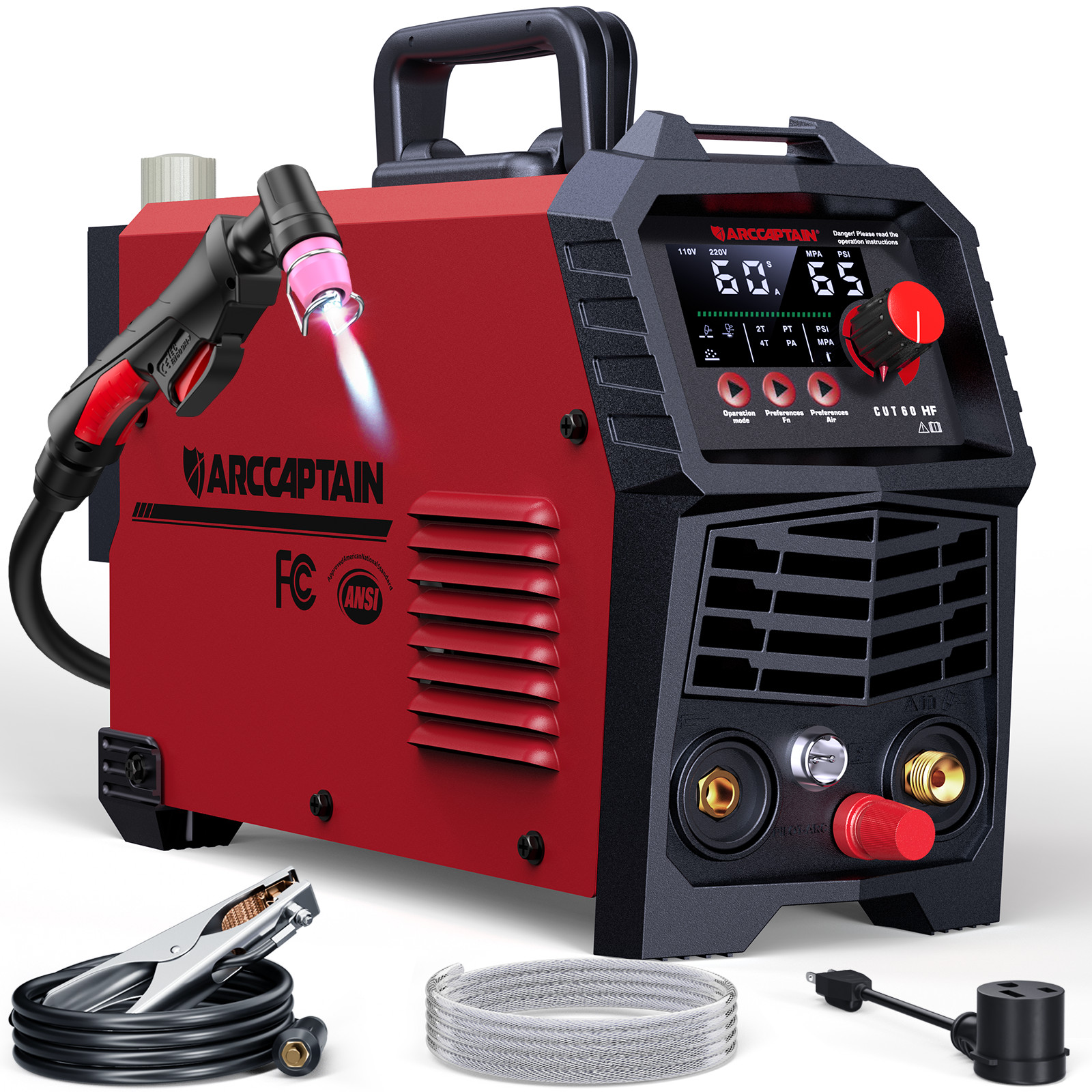 ARCCAPTAIN 60A Plasma Cutter Non-Touch Pilot Arc Plasma Cutting Machine 110/220V