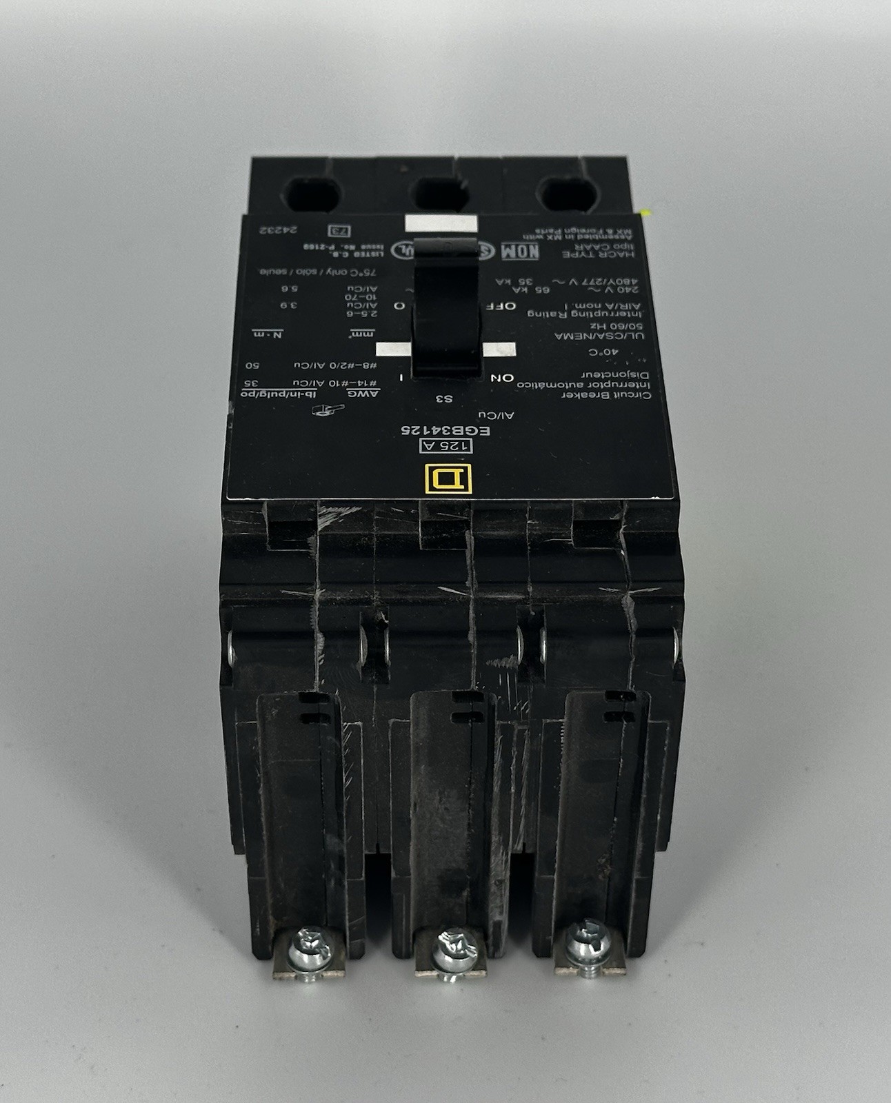 Square D EGB34125 125 Amp 3 Pole 480Y/277V 35kA Molded Case Circuit Breaker NEW