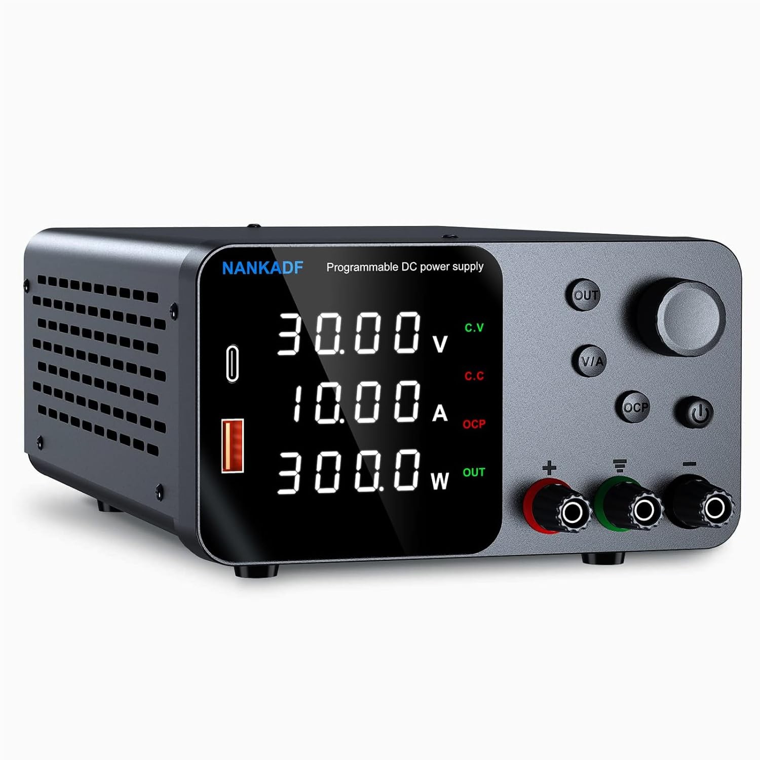 DC Power Supply 30V 10A Bench Encoder Adjustment 5V/3.6A USB Type-C