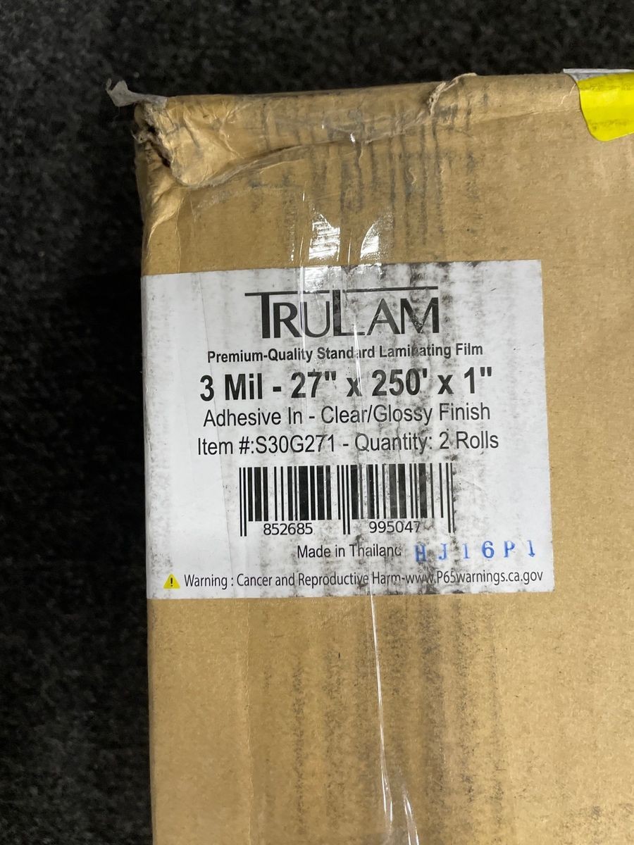 TRULAM S30G271 3 Mil 27″ x 250′ x 1″ Standard Laminating Film, Gloss, 2 Rolls*