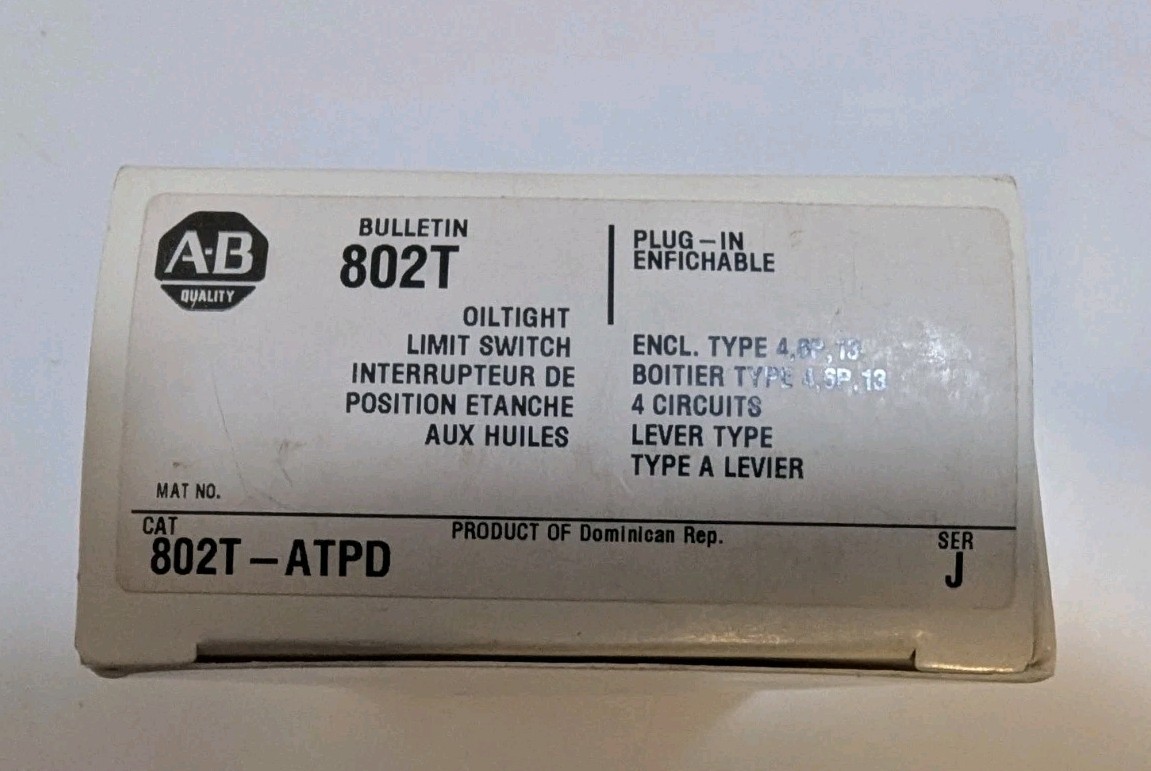 New Allen Bradley 802T-ATPD OilTight Limit Switch Series J NIB