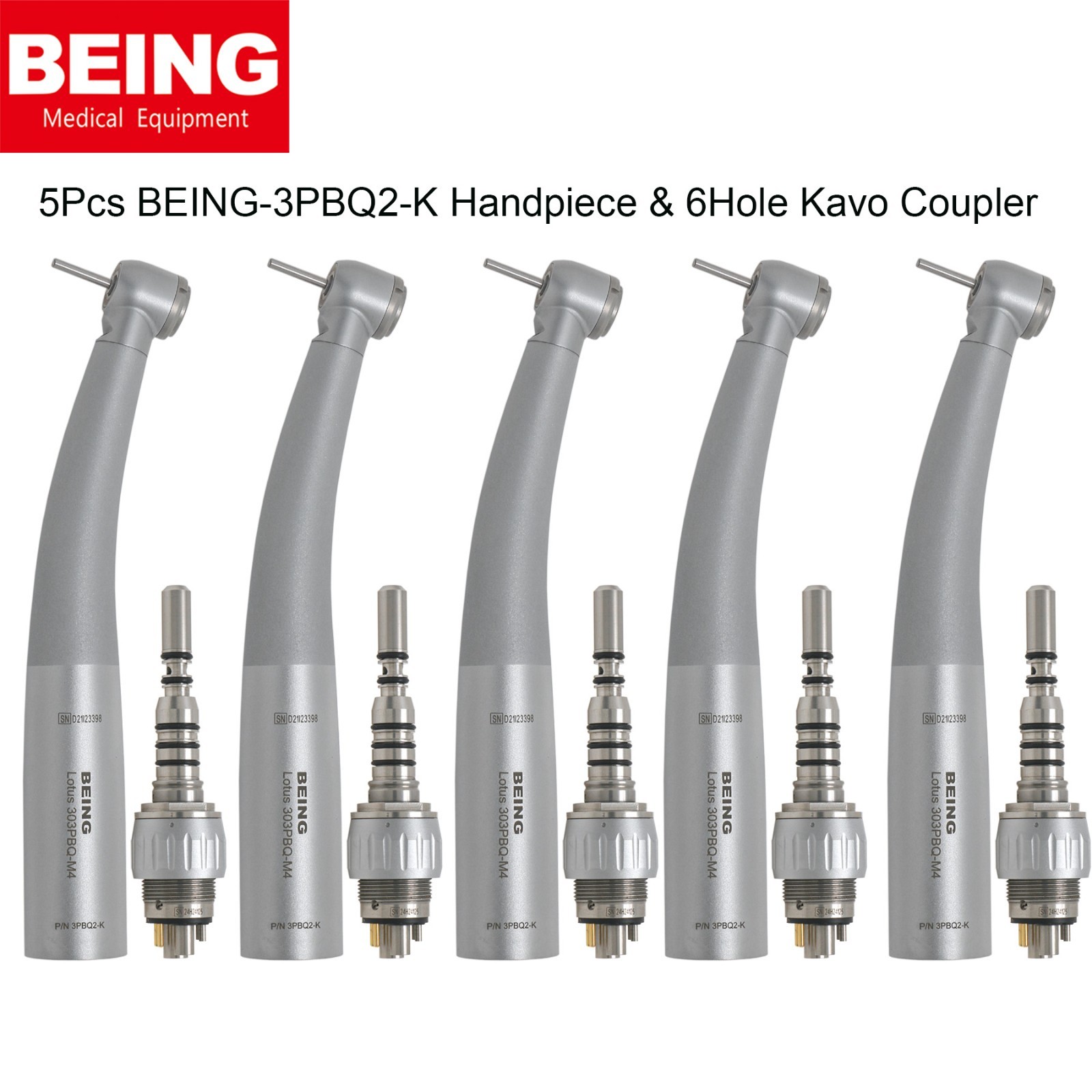 5Pcs BEING Dental High Speed Turbine Fiber Optic Handpiece for KaVo Coupler 4/6H