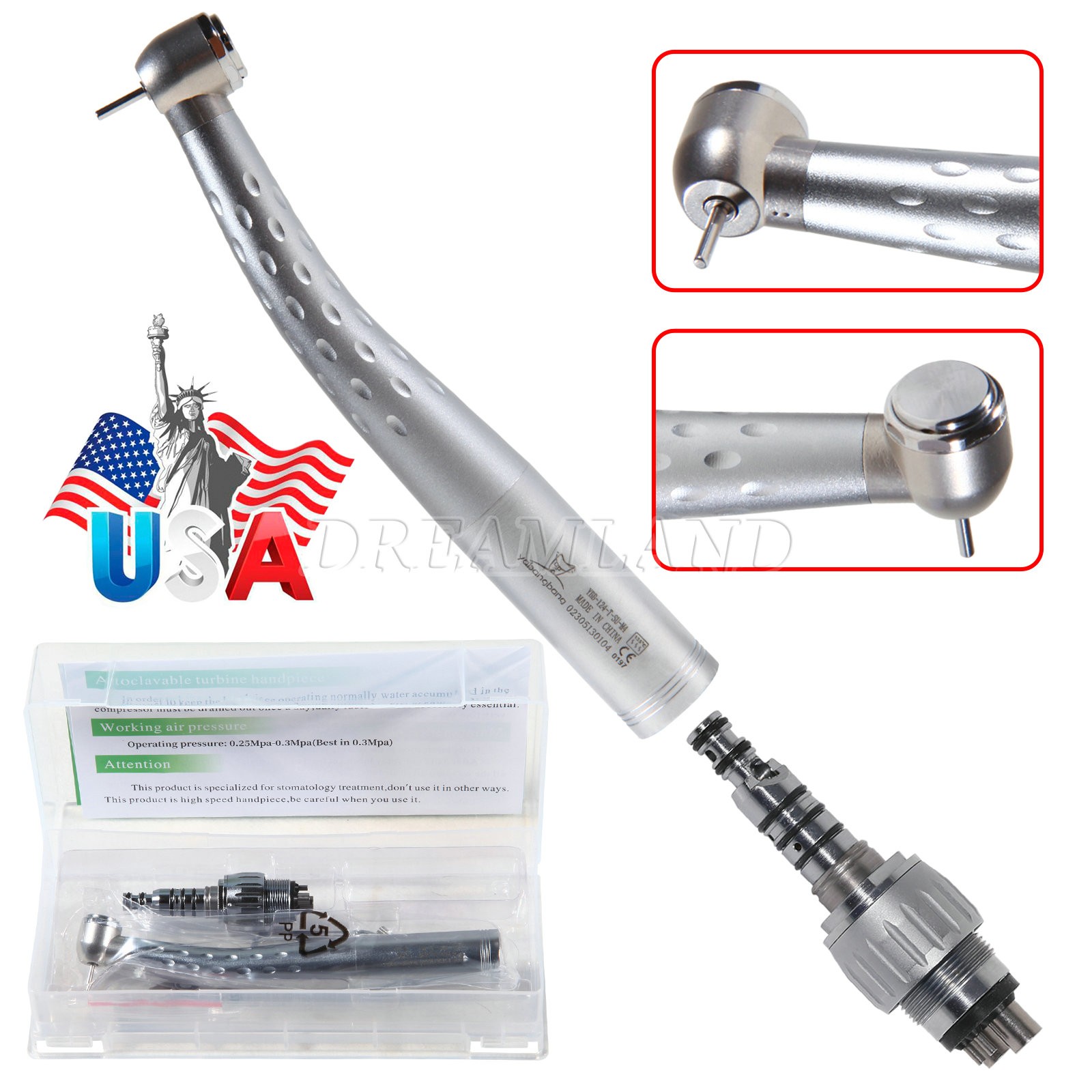 YABANGBANG Dental High Speed Handpiece / with 4Hole Swivel Coupler For KaV GD4