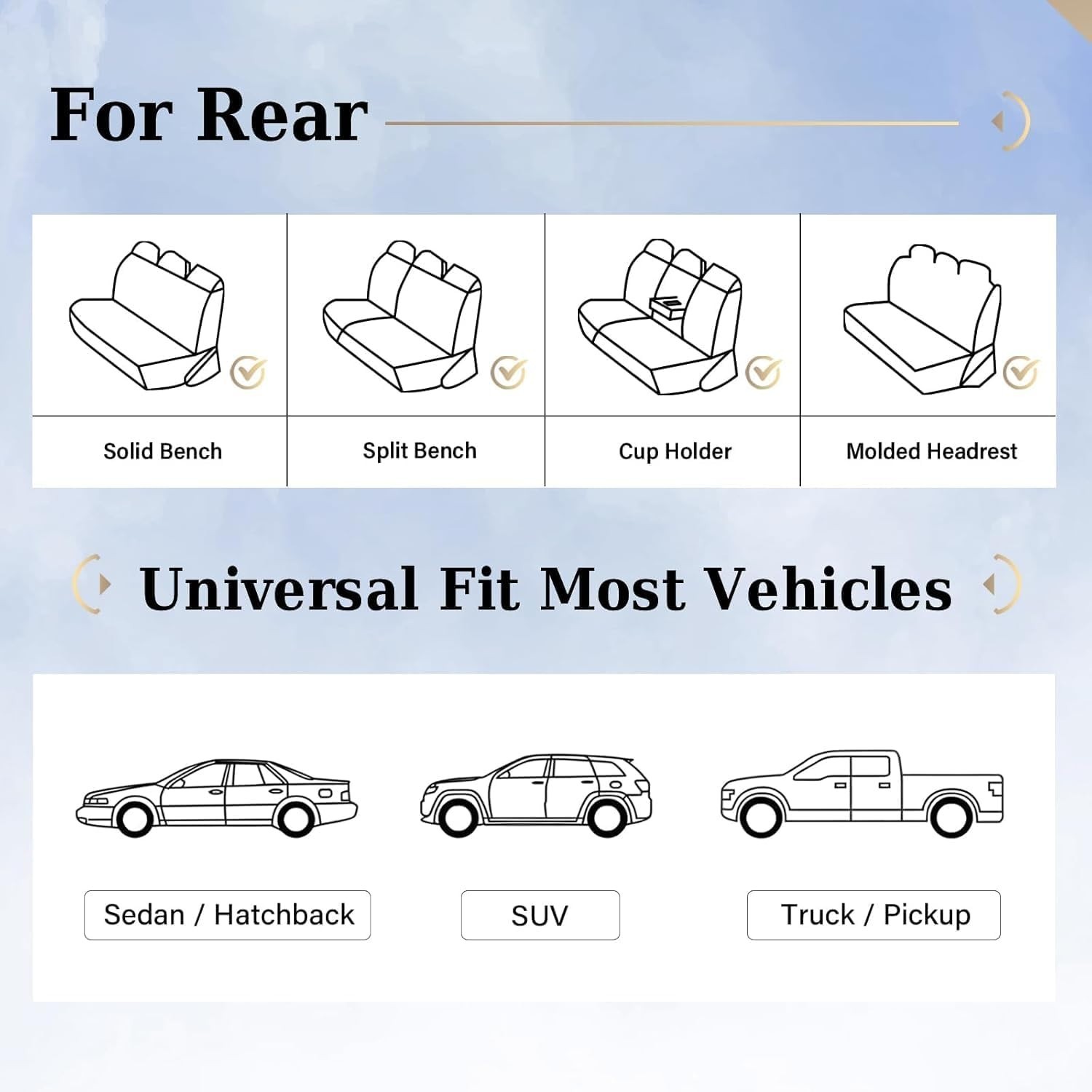 Leather Car Seat Covers Back Set,Universal Fit for Most Cars,SUVs and Sedans,Wat