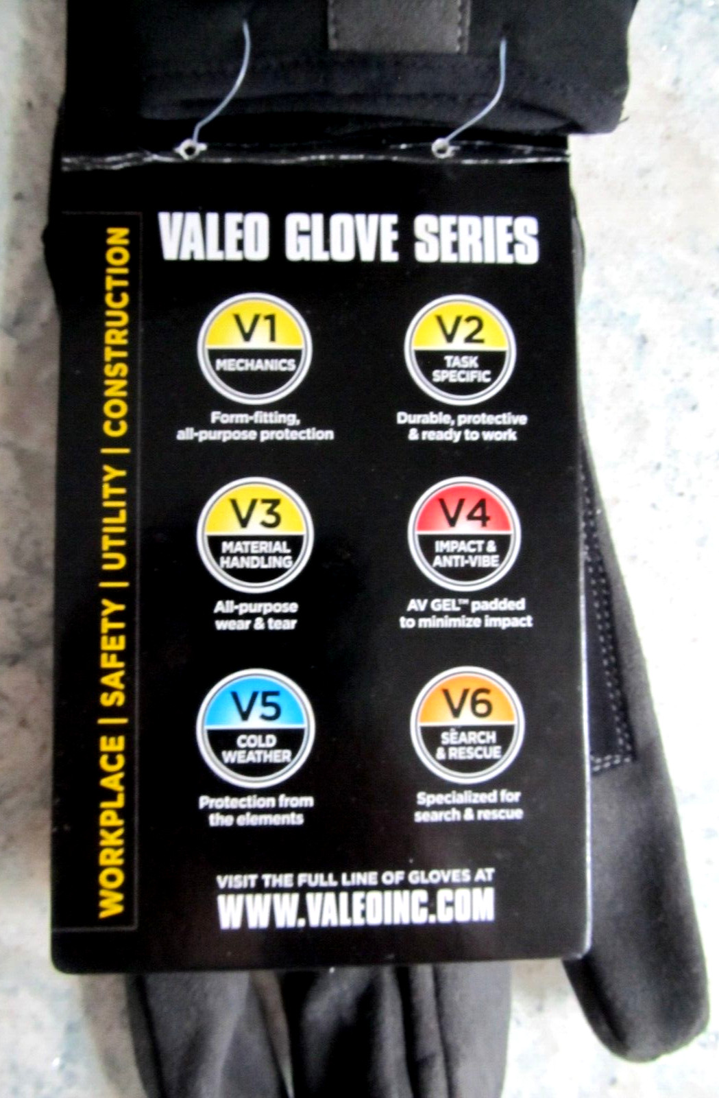 Mechanics Gloves X-Large V140 Black/Gray Form Fitting All-Purpose Protect VALEO