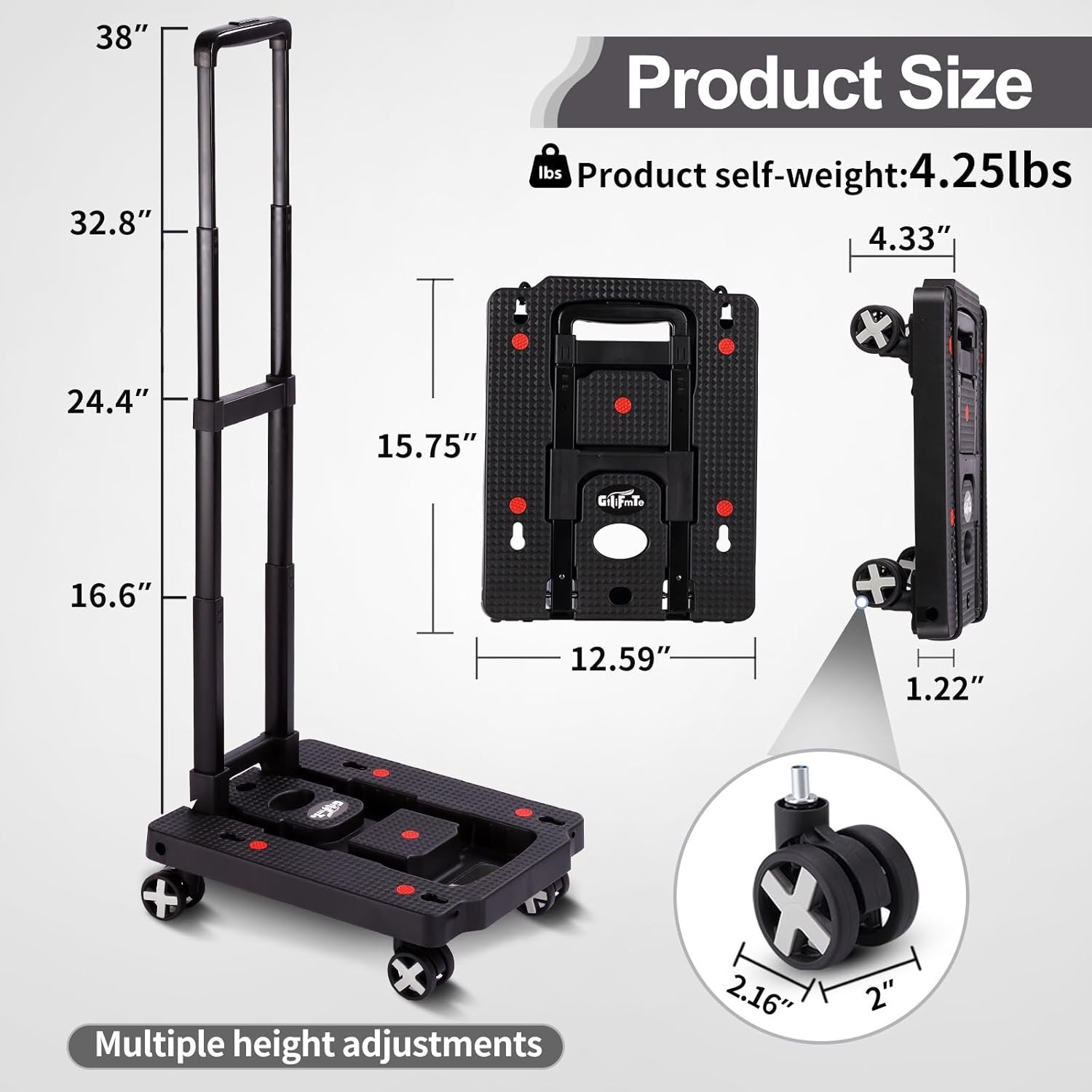 Folding Hand Truck with 360° Swivel Wheels – Lightweight, 300 lbs Capacity