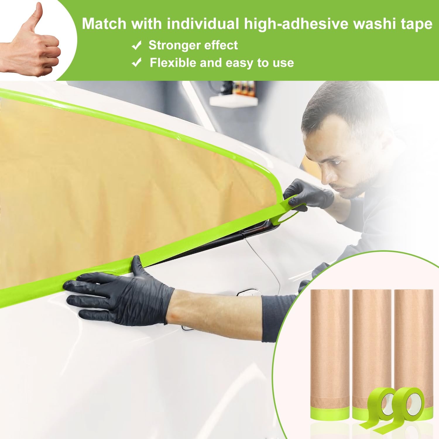 Paint Masking Paper -Unfold 18 inch x 50 feet Tape and Drape Painters Paper, Mas