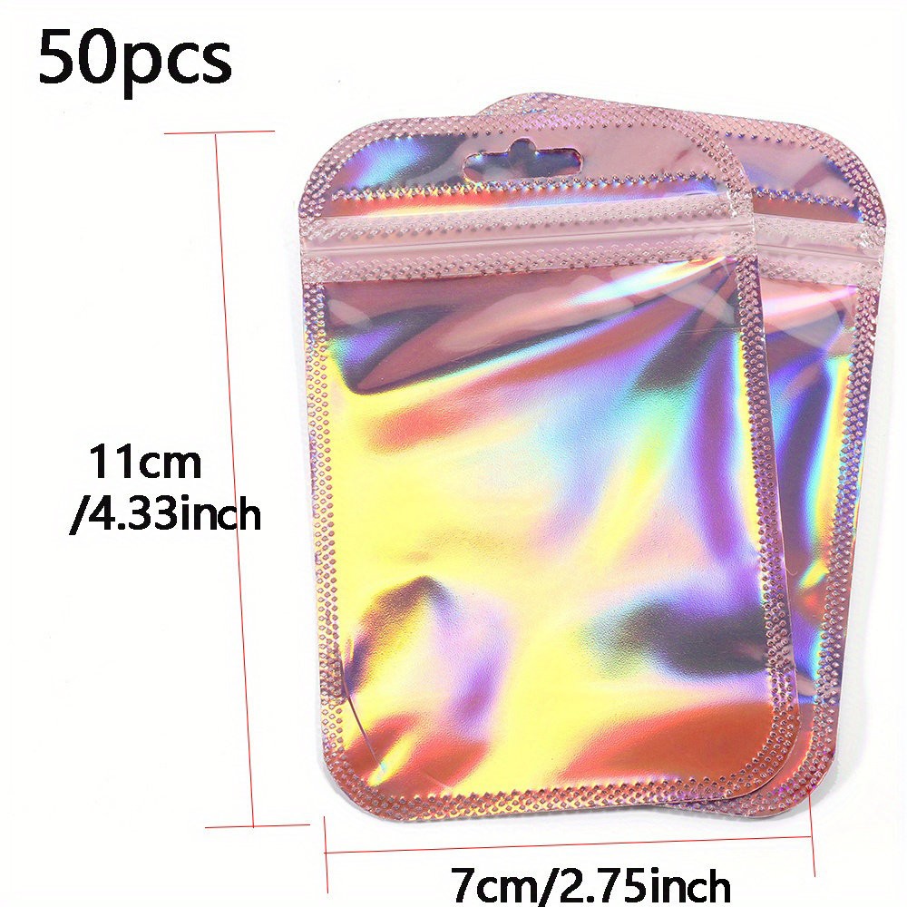 50pcs Laser Printed Bags Transparent Self-Sealing Bag Jewelry Beads Storage bags