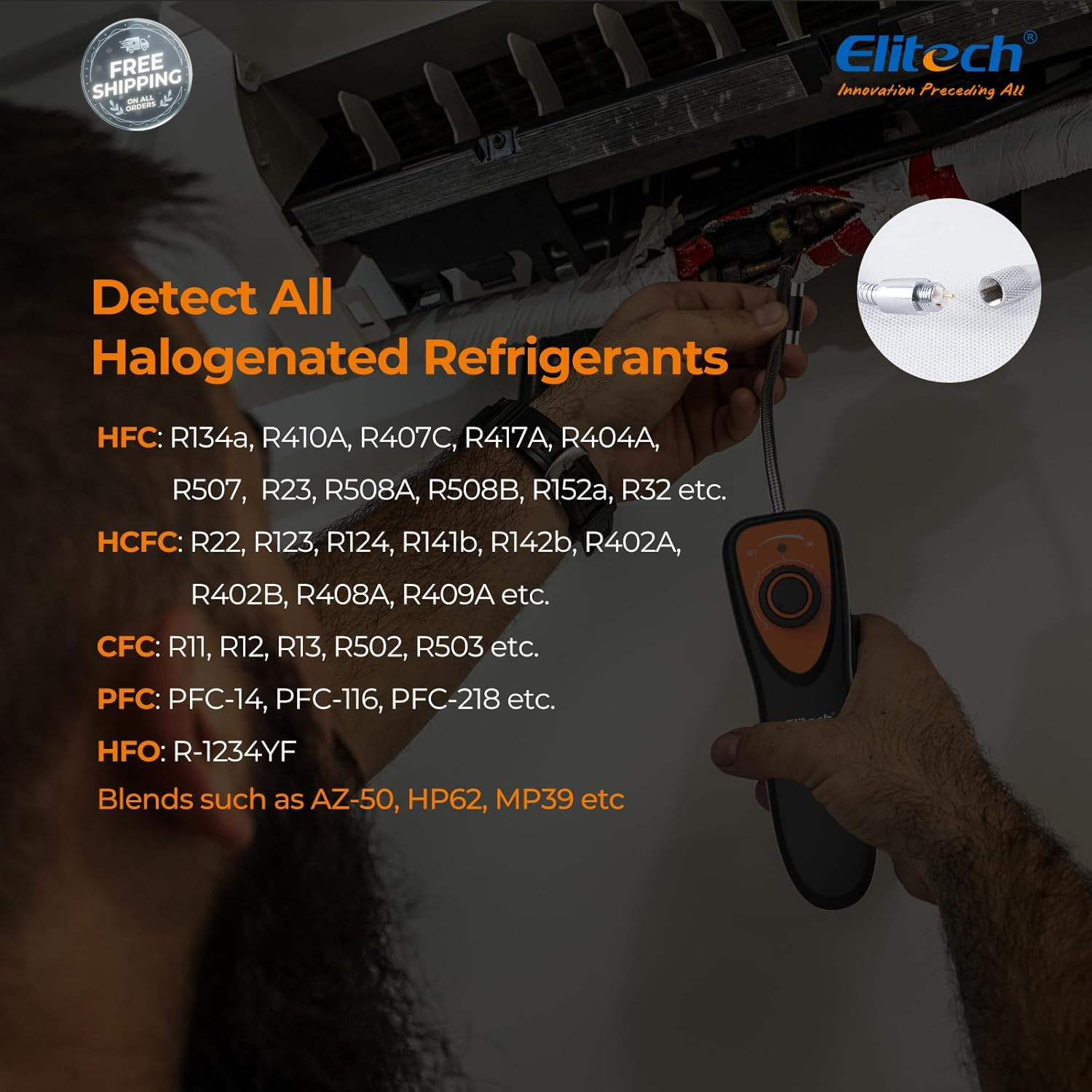 Refrigerant Leak Detector, CLD-100 Freon Leak Detector Car HVAC Halogen Refriger