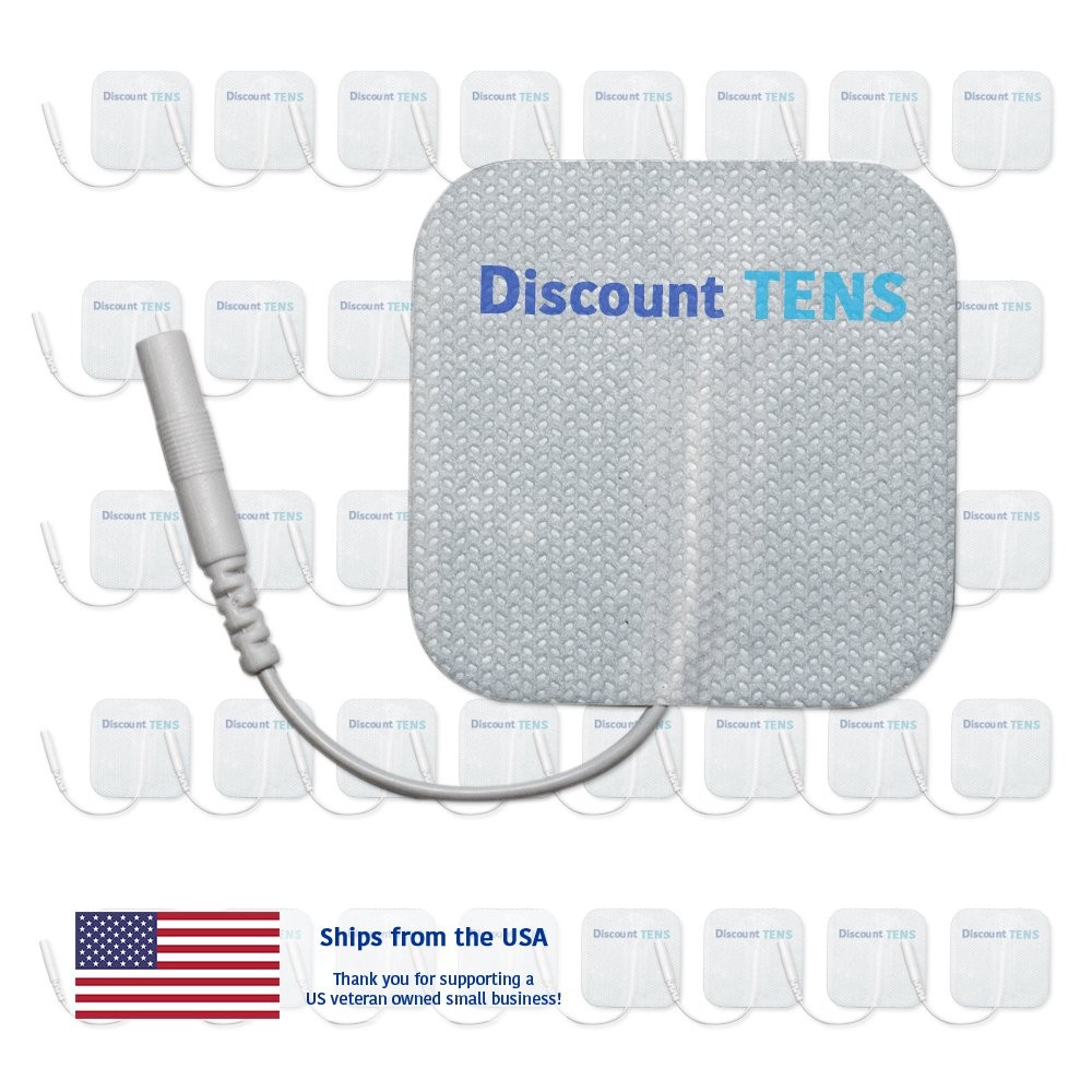 TENS 2″x2″ Premium Wired Electrode Pads, 40 Pads (20 Pair)