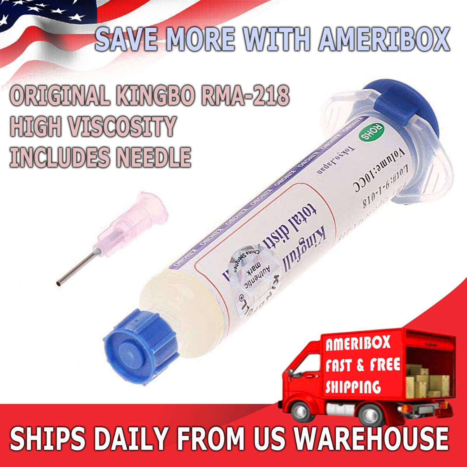 Flux Kingbo RMA-218 Soldering Syringe 10cc BGA Rework Reball Mobile Phone PCB