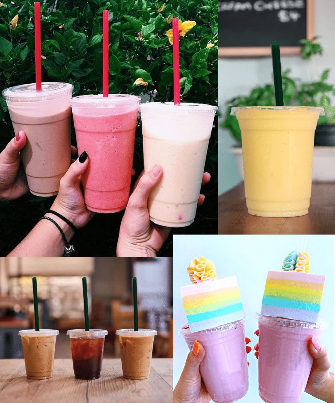 16 oz Clear Plastic Cups with Lids and STRAWS, Disposable Drinking Cups for Cold