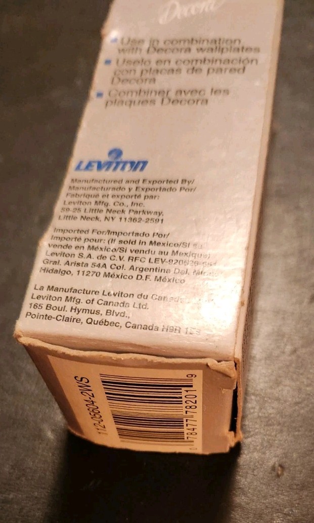 Leviton Decora 15 Amp 4-Way Rocker Switch White Back & Side Wired