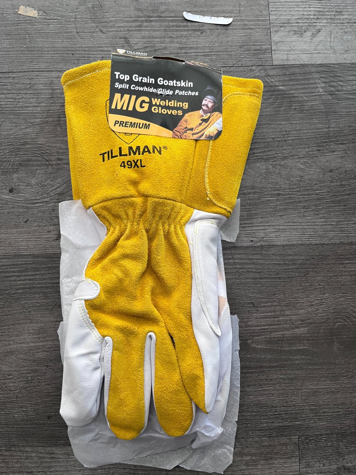 Tillman White/Gold XL Split Cowhide Leather Welding & Heat-Resistant Gloves 49XL