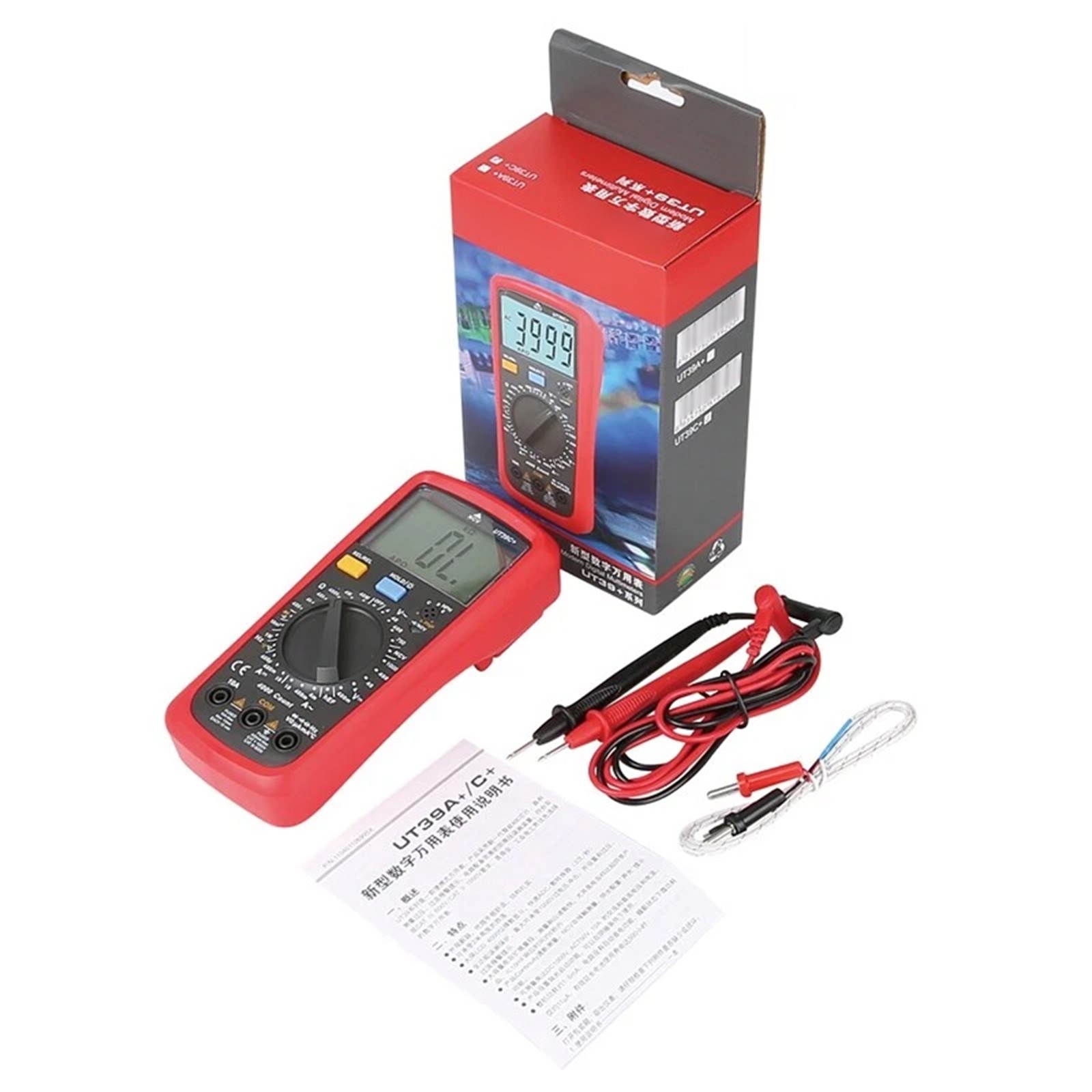 UT39C+ Digital Multimeter Auto Range LCD Backlight Data Hold Multimetro Tester