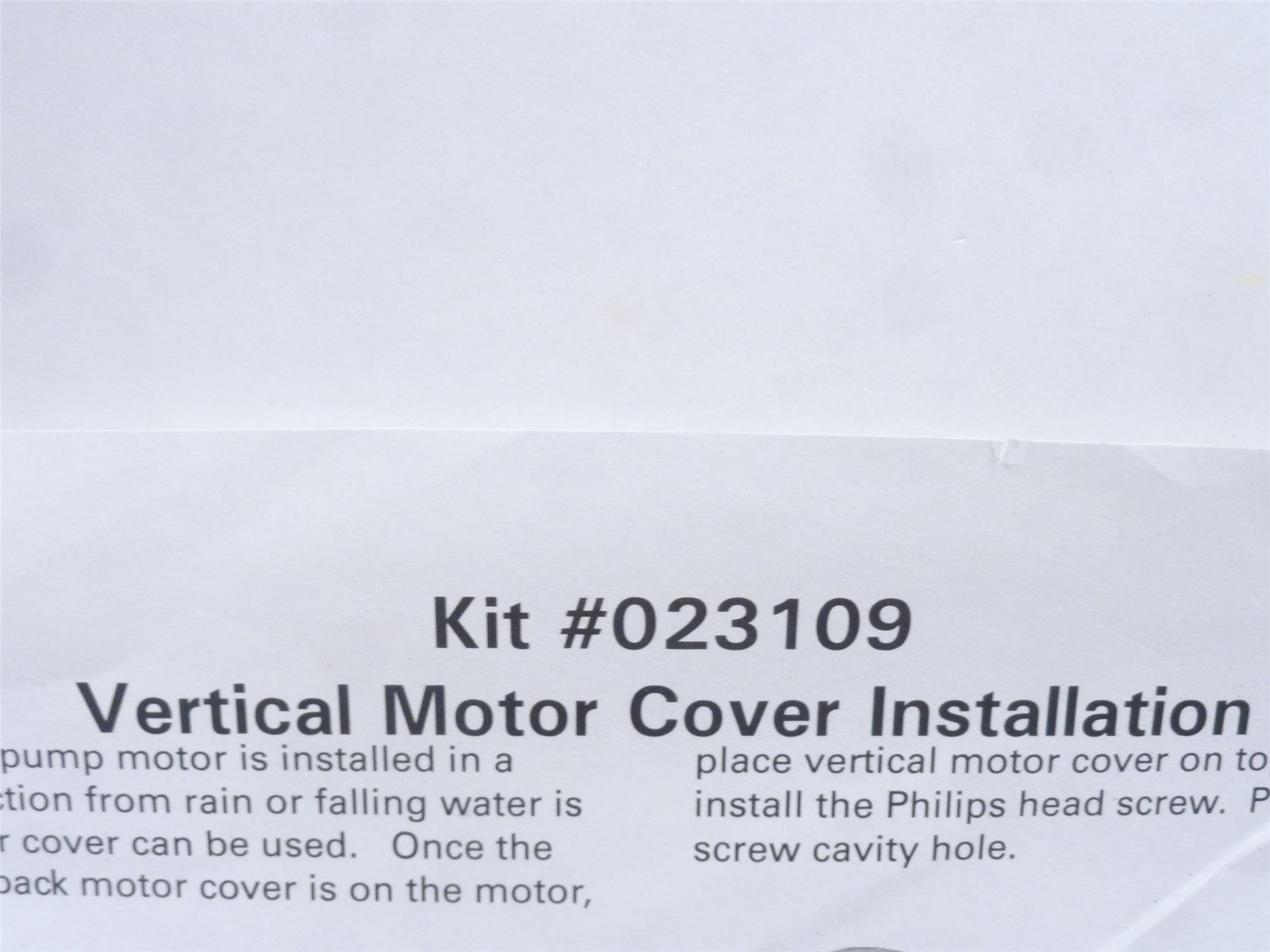 251998 Old-Stock; Dayton 23109 Vertical Motor Cover Kit