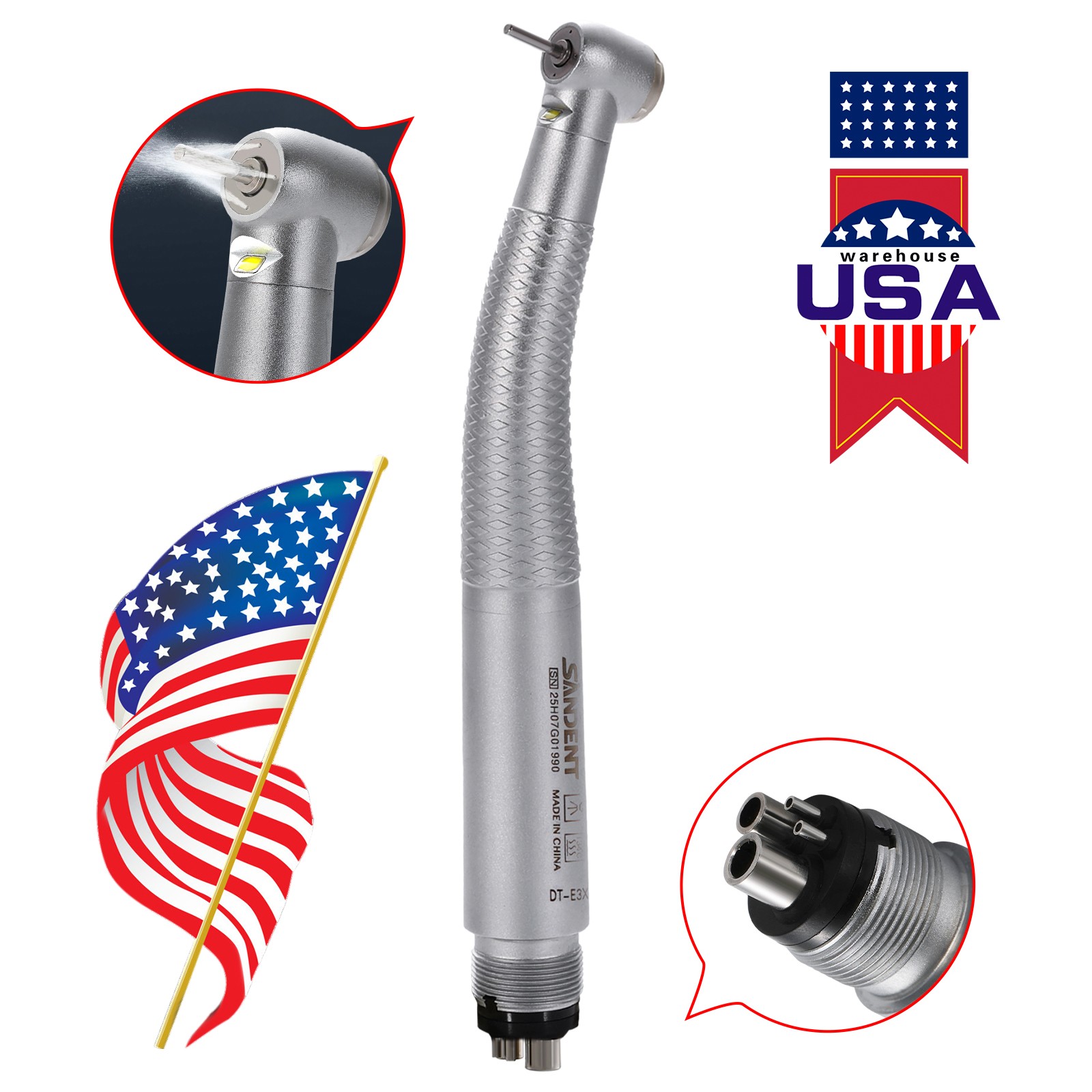 Dental LED handpiece integrate E-generator Handpiece 4H 4 water spray Electric