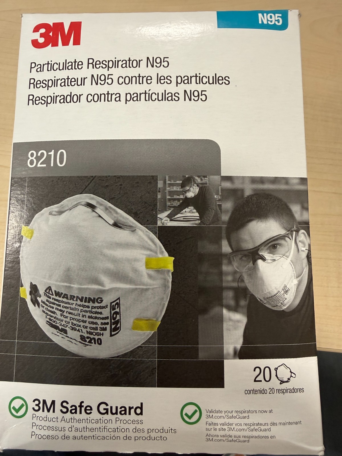 3M 8210 N95 Particulate Respirator Face Mask 20pcs, New