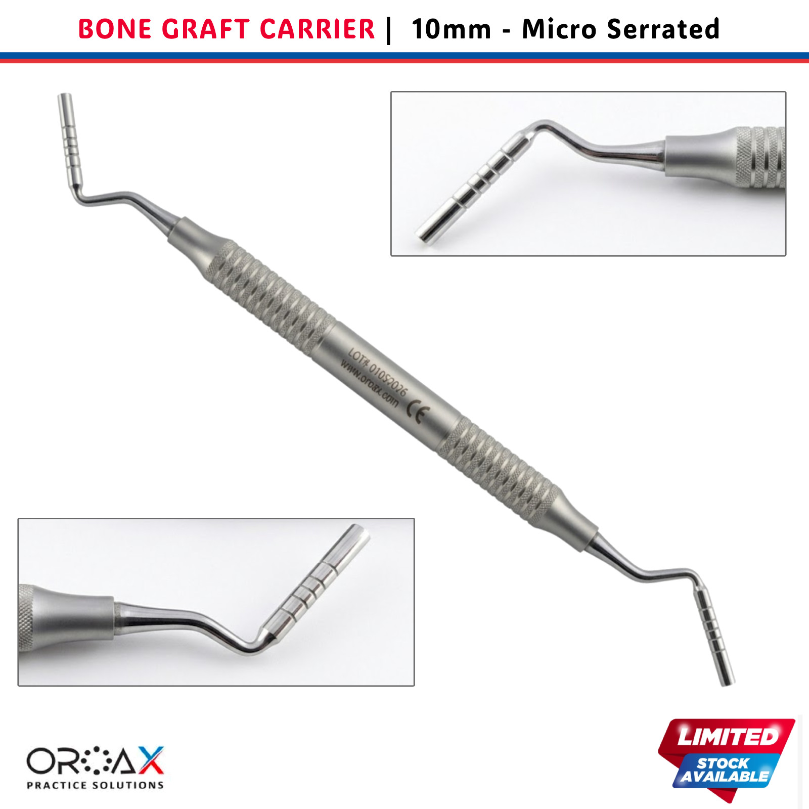 Dental Bone Grafting Plugger Carrier Compactor 10mm Lightweight OROAX